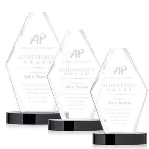 Starfire Crystal Hexagon Award on Oval Base