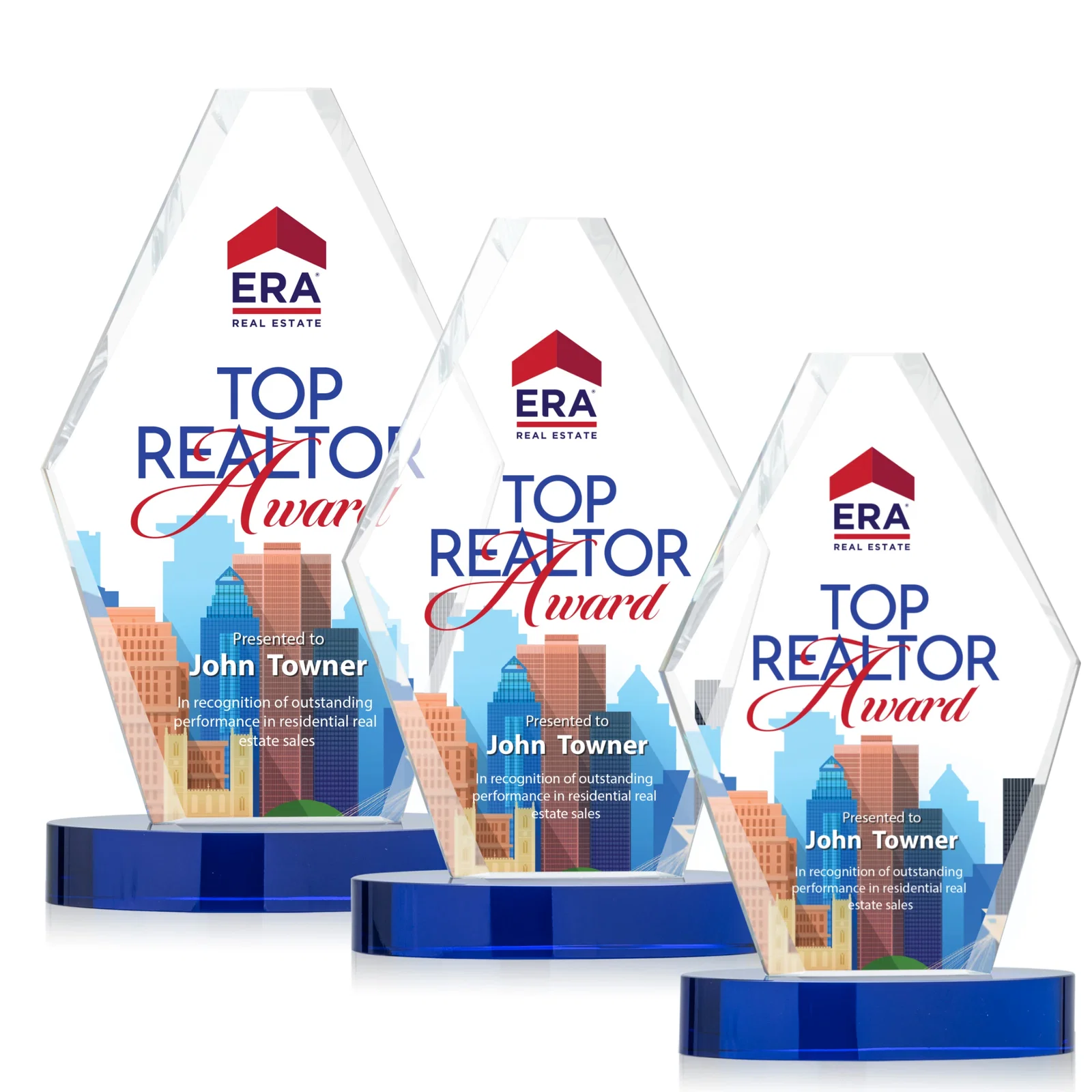 Personalized Starfire Crystal Hexagon Award on Oval Base, awards for service anniversary gifts