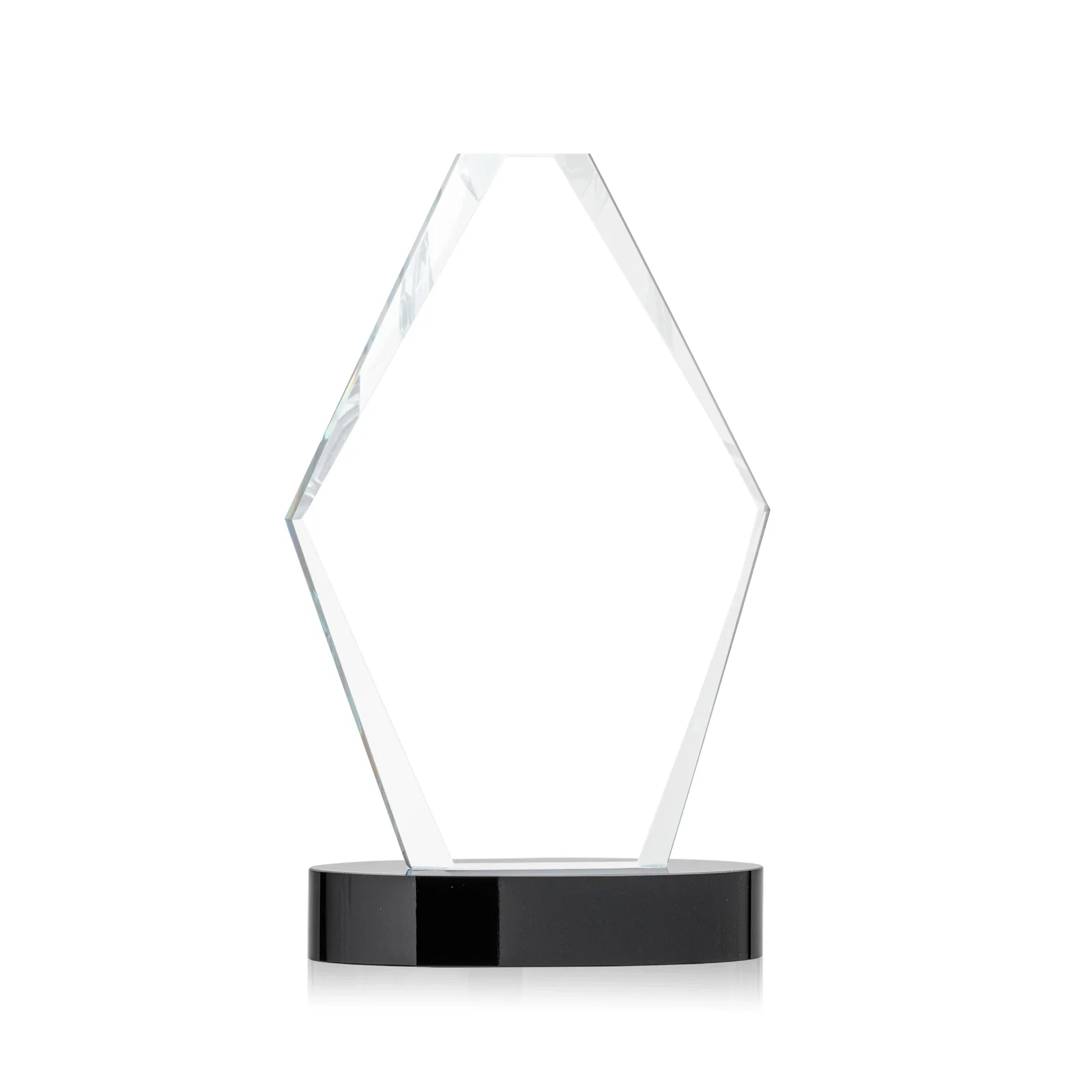 Personalized Starfire Crystal Hexagon Award on Oval Base, awards for donor appreciation