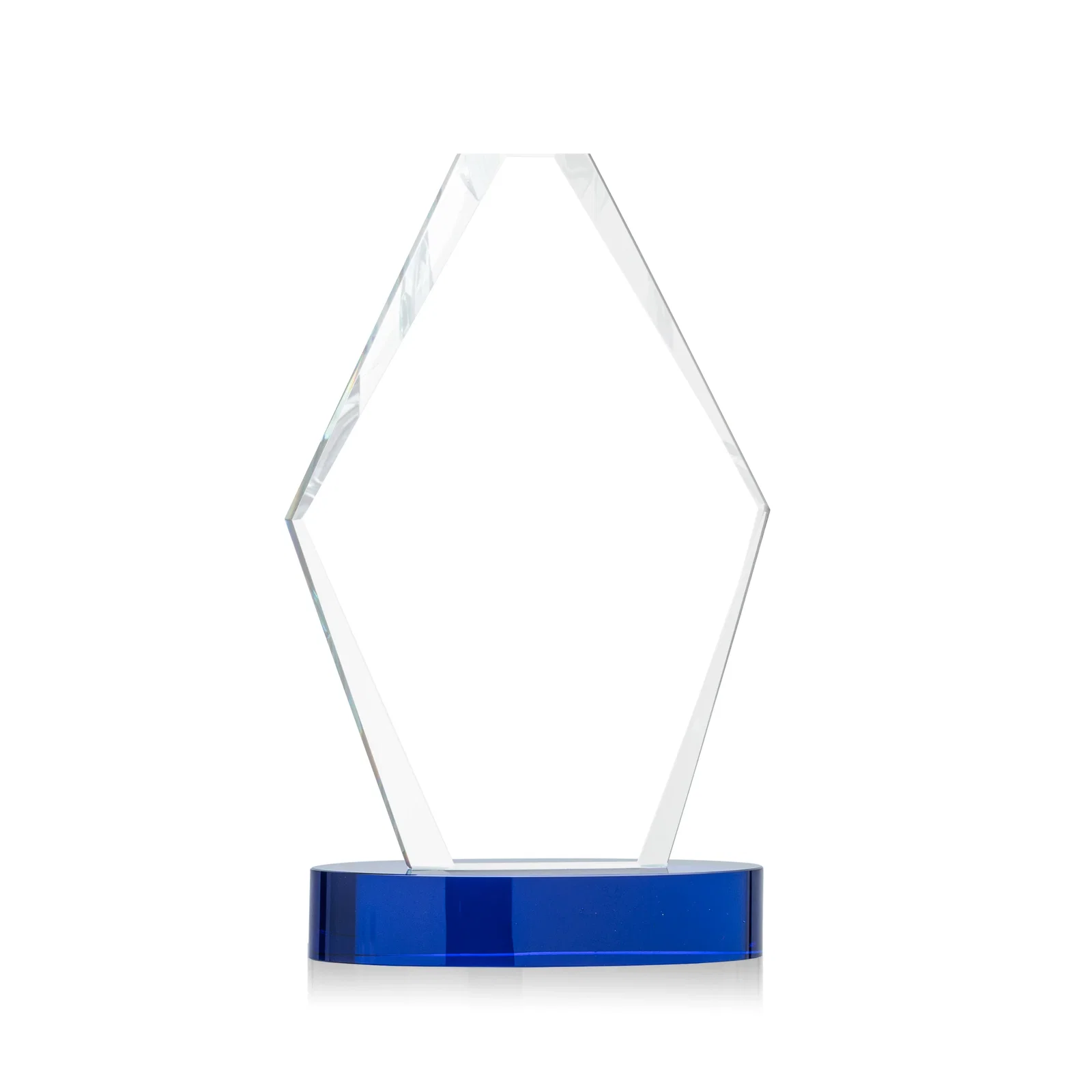 Personalized Starfire Crystal Hexagon Award on Oval Base, awards for volunteer appreciation