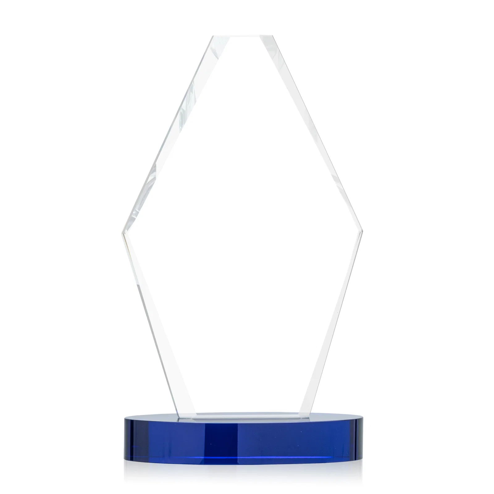 Personalized Starfire Crystal Hexagon Award on Oval Base, awards for company anniversary events