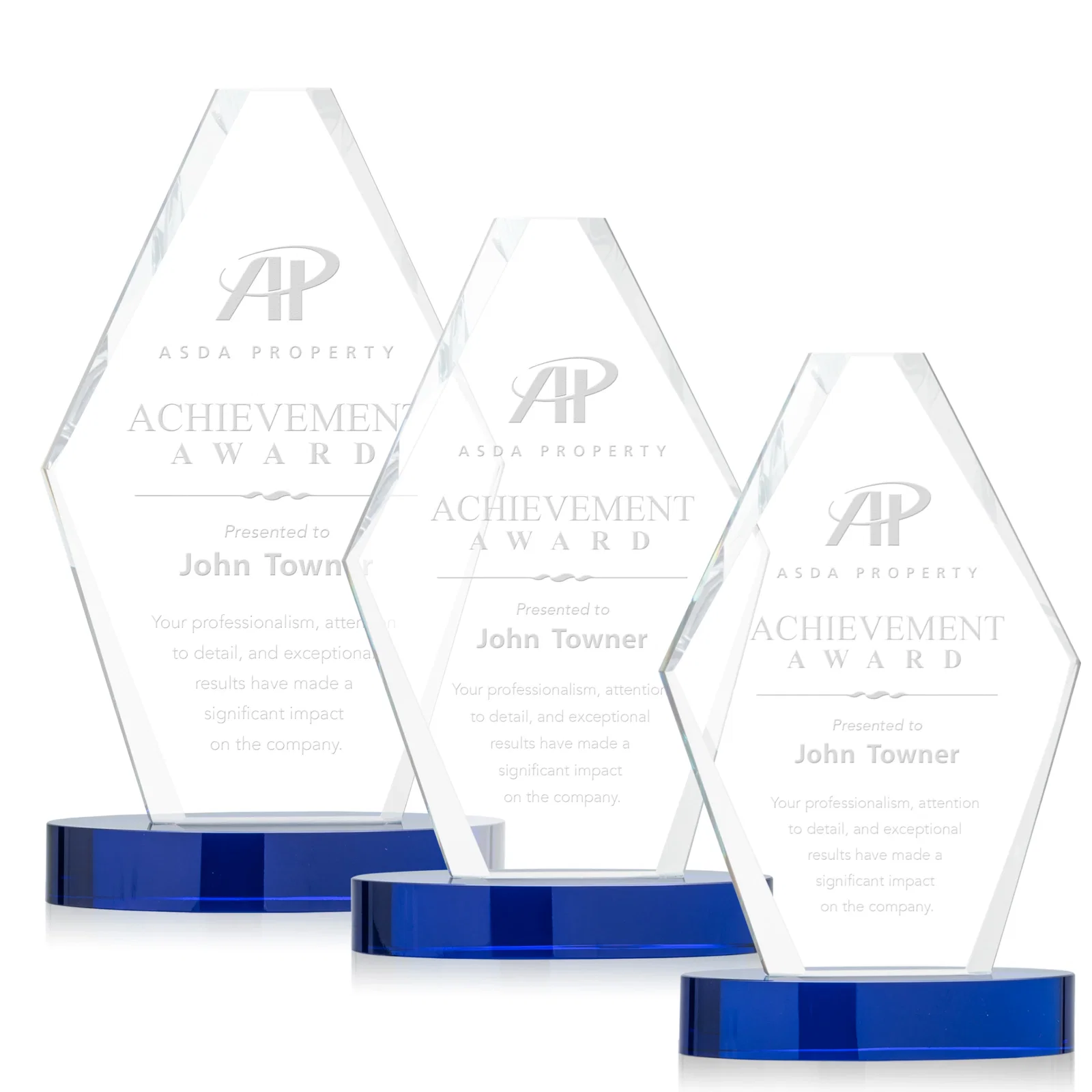 Custom Starfire Crystal Hexagon Award on Oval Base, awards for team milestone celebrations