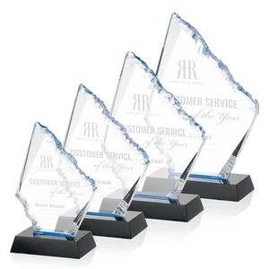 Acrylic Award with Blue Chipped Edges on Black Base