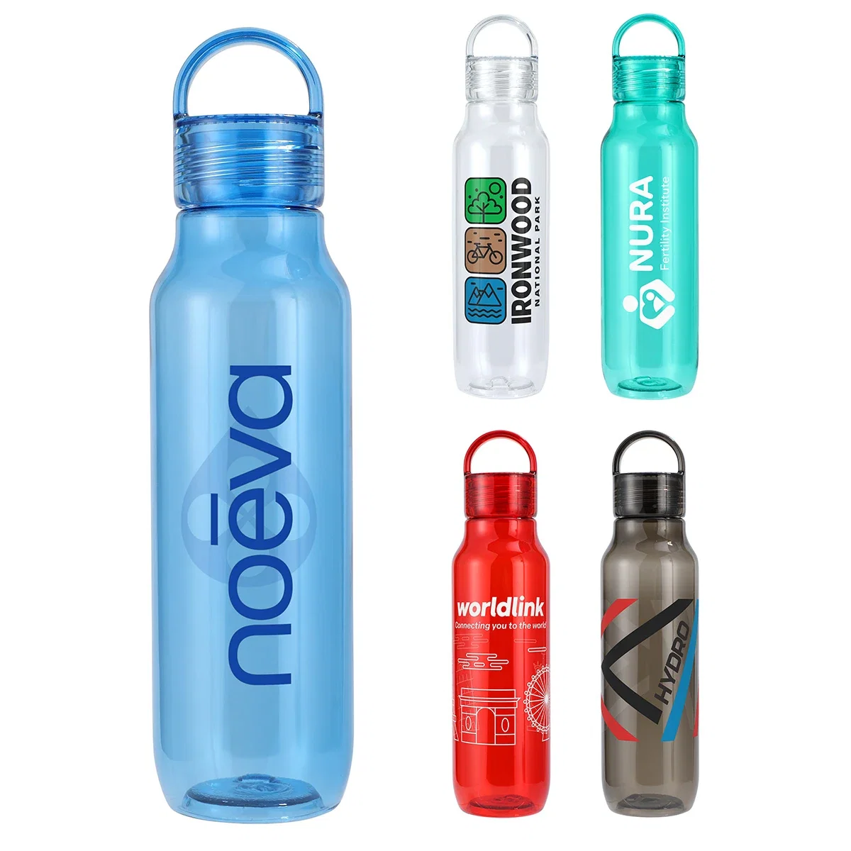 Custom Reeves RPET Reusable Sports Bottle, front view of the branded sports bottle in one available size