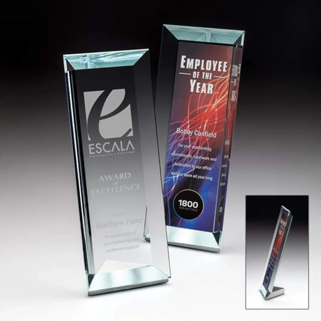 Custom Jade Glass Award With A Scalable Full-Color Back Imprint for employee recognition
