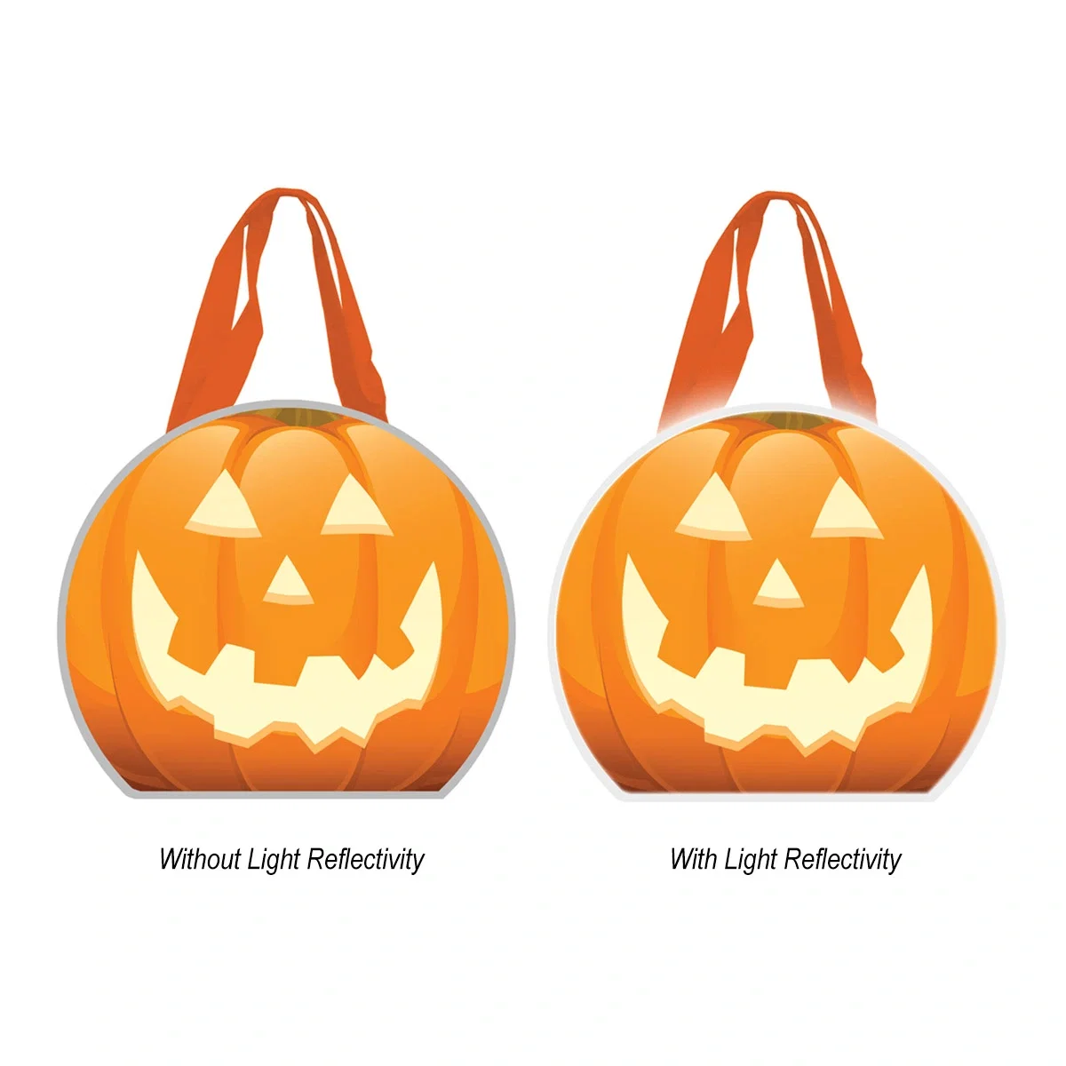 Pumpkin shape printed across the fourteen-inch width
