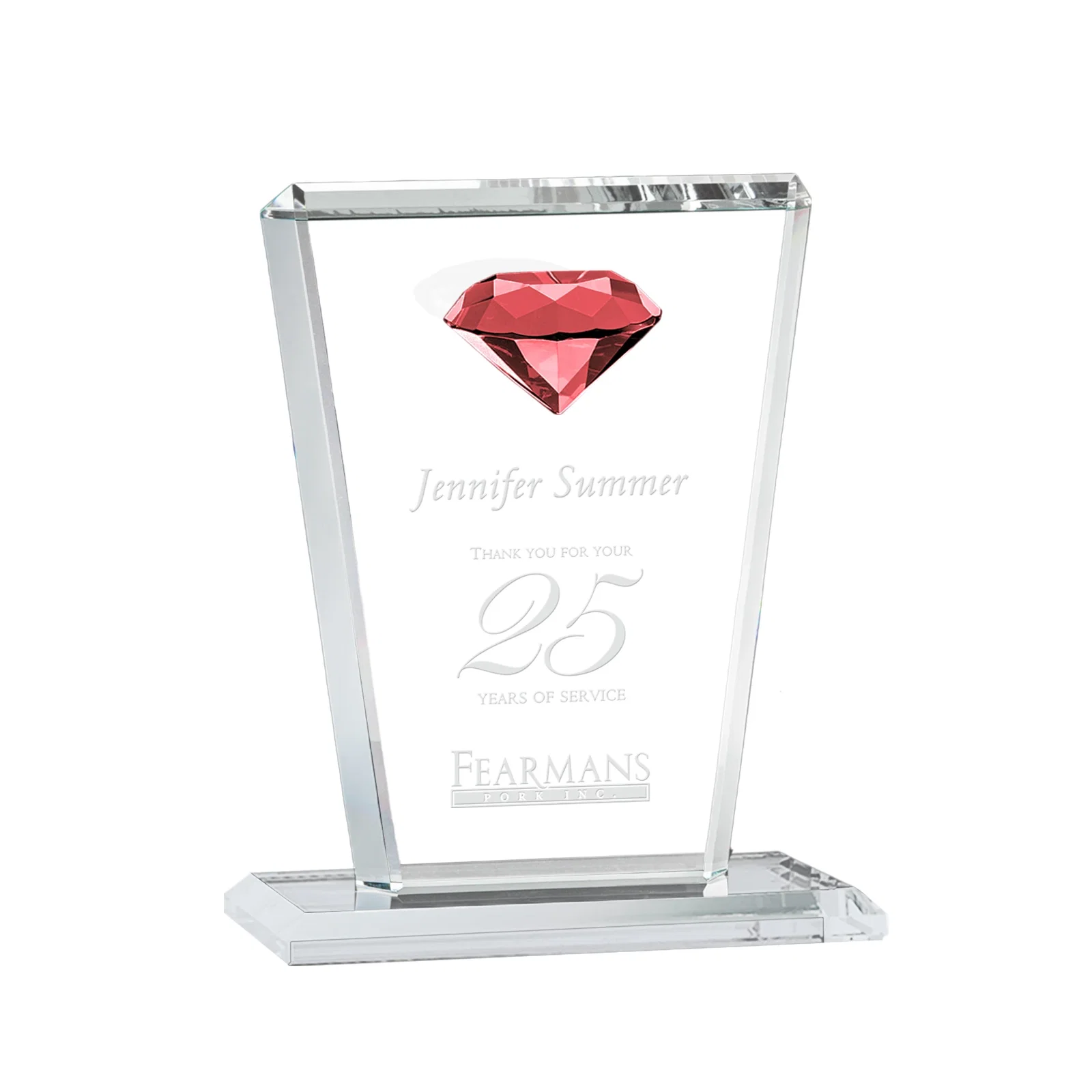 Personalized Optical Crystal Award with Gemstone Set at Tapered Point for corporate award ceremonies