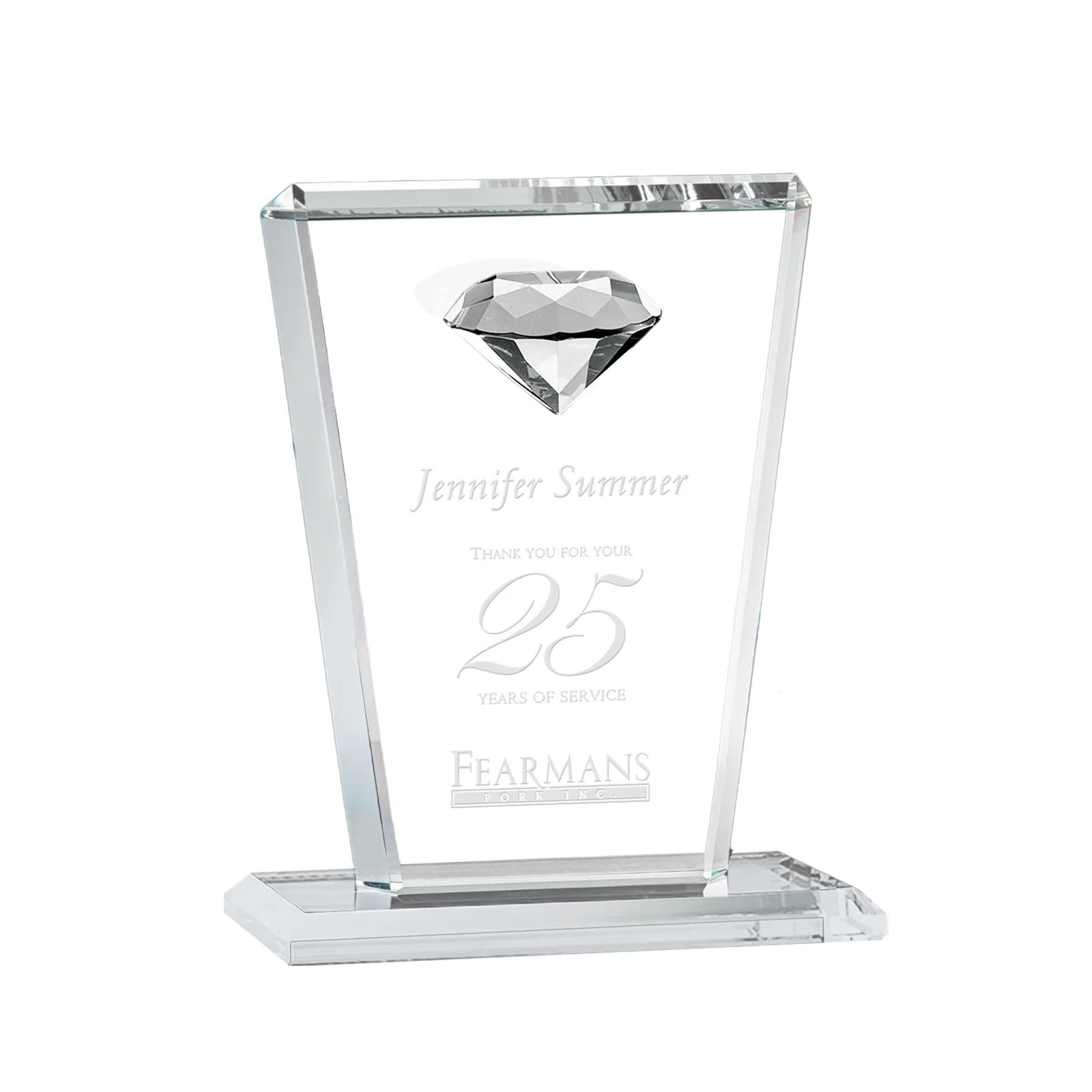 Custom Optical Crystal Award with Gemstone Set at Tapered Point for corporate award ceremonies