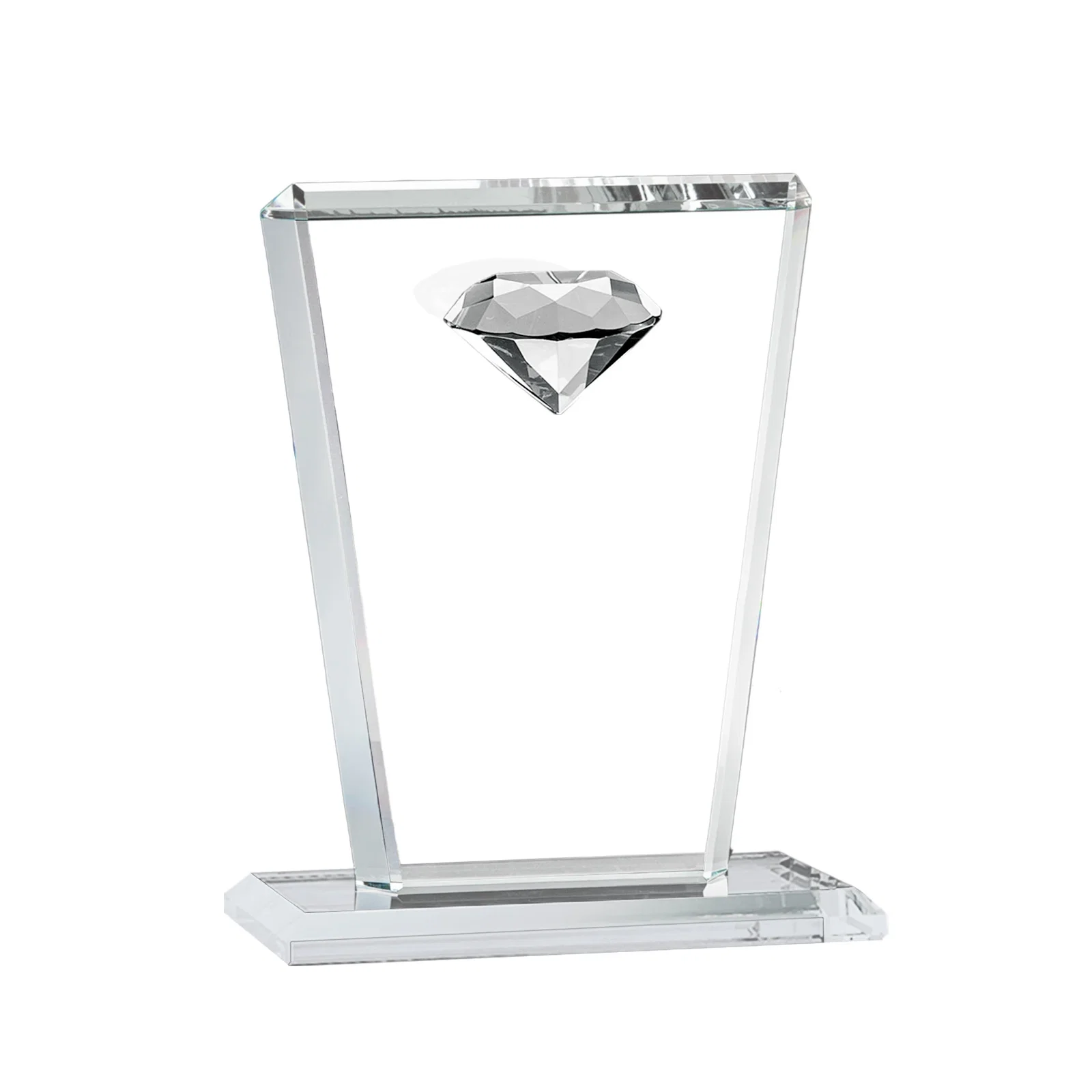 Personalized Optical Crystal Award with Gemstone Set at Tapered Point for safety achievement programs