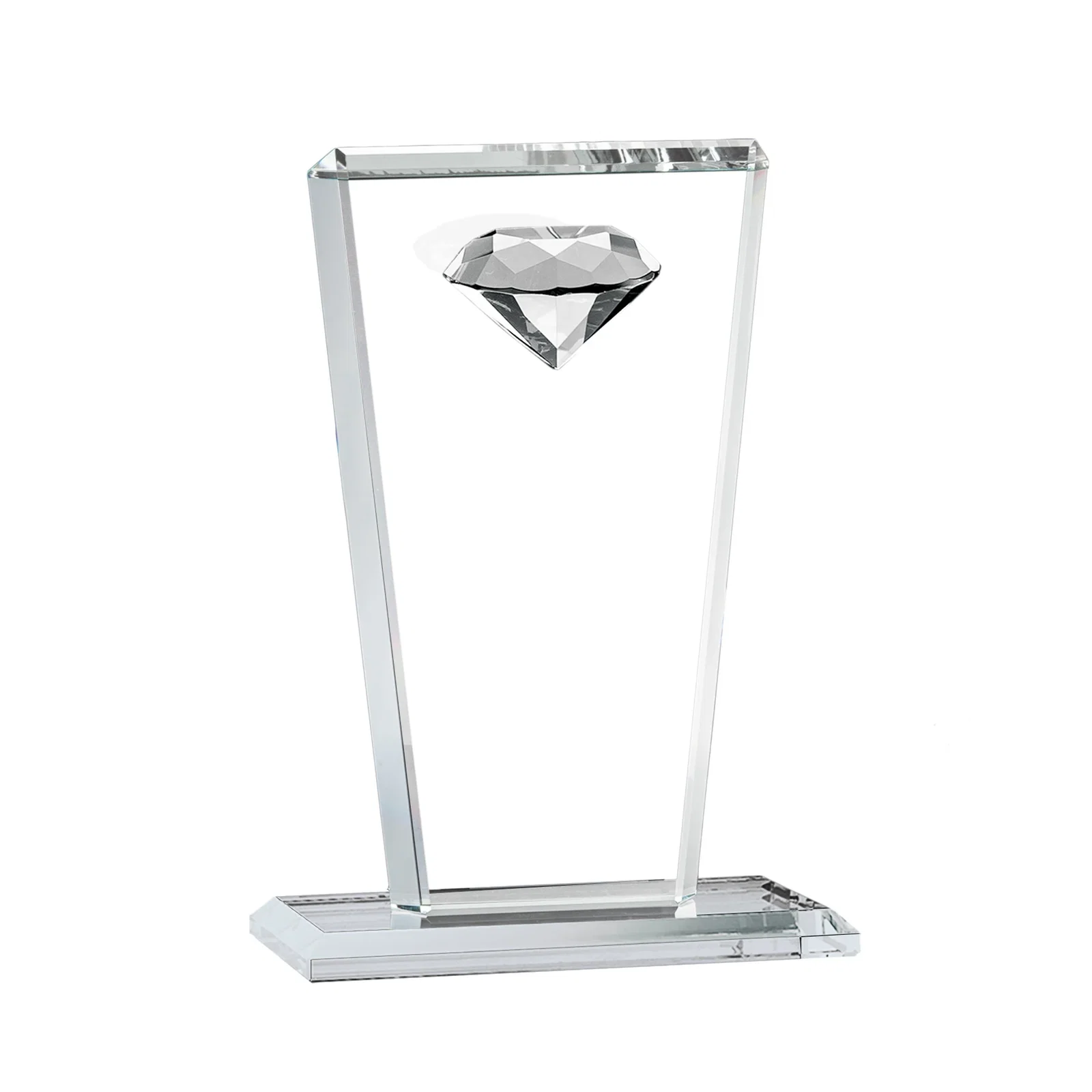 Personalized Optical Crystal Award with Gemstone Set at Tapered Point for volunteer appreciation