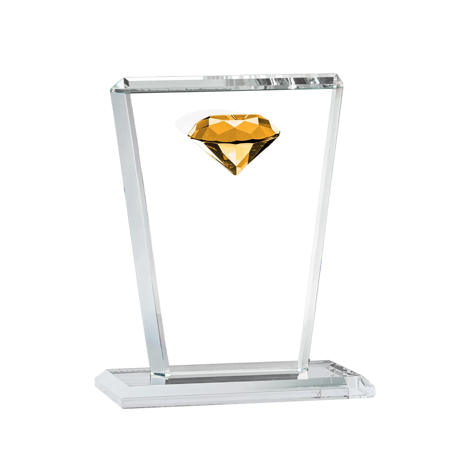 Personalized Optical Crystal Award with Gemstone Set at Tapered Point for company anniversary events