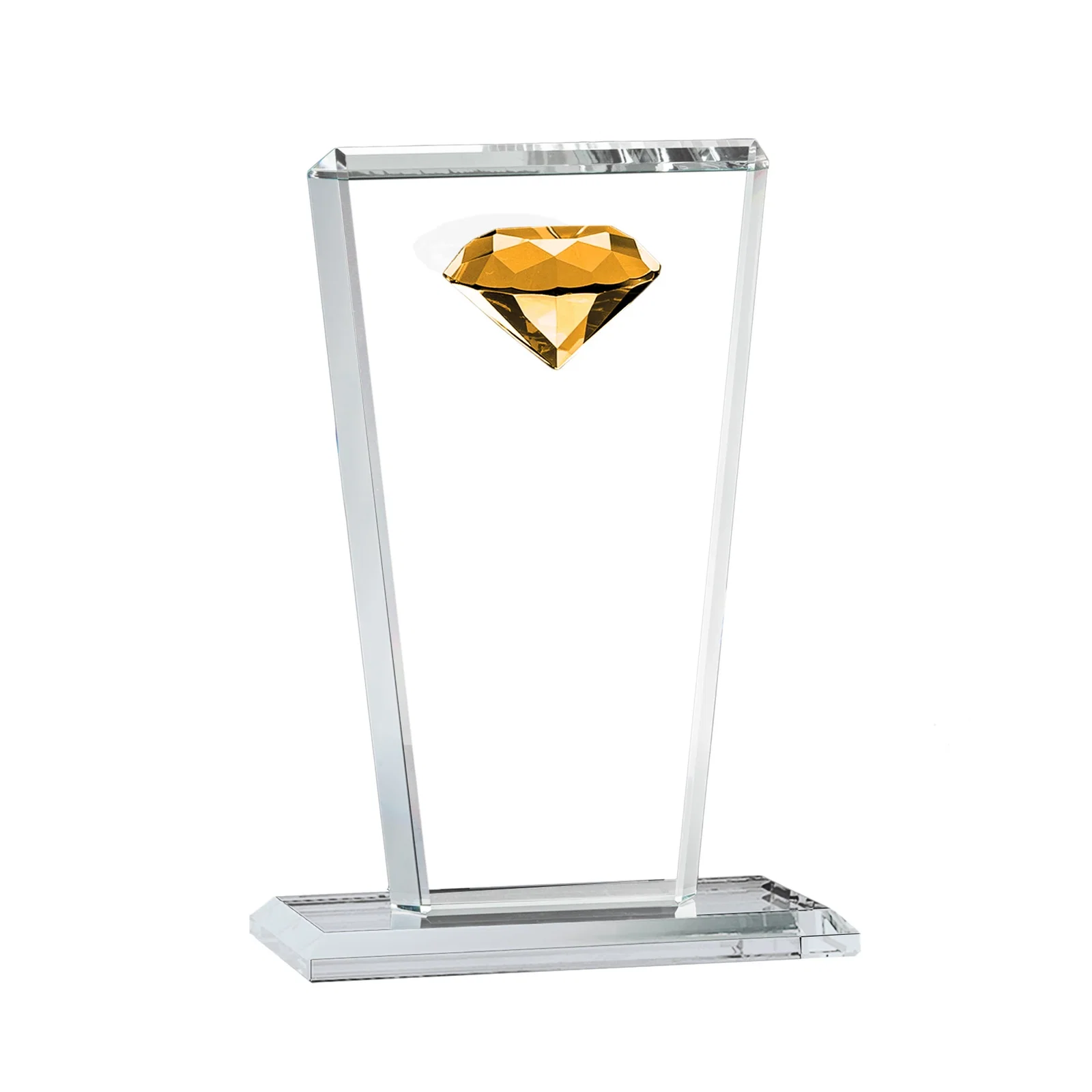 Promotional Optical Crystal Award with Gemstone Set at Tapered Point for employee recognition