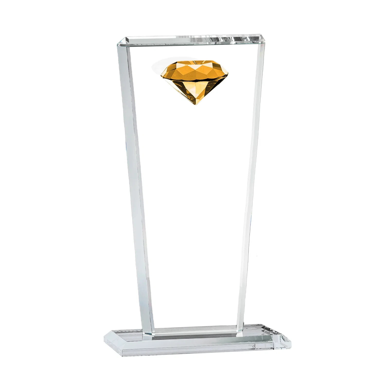 Promotional Optical Crystal Award with Gemstone Set at Tapered Point for corporate award ceremonies
