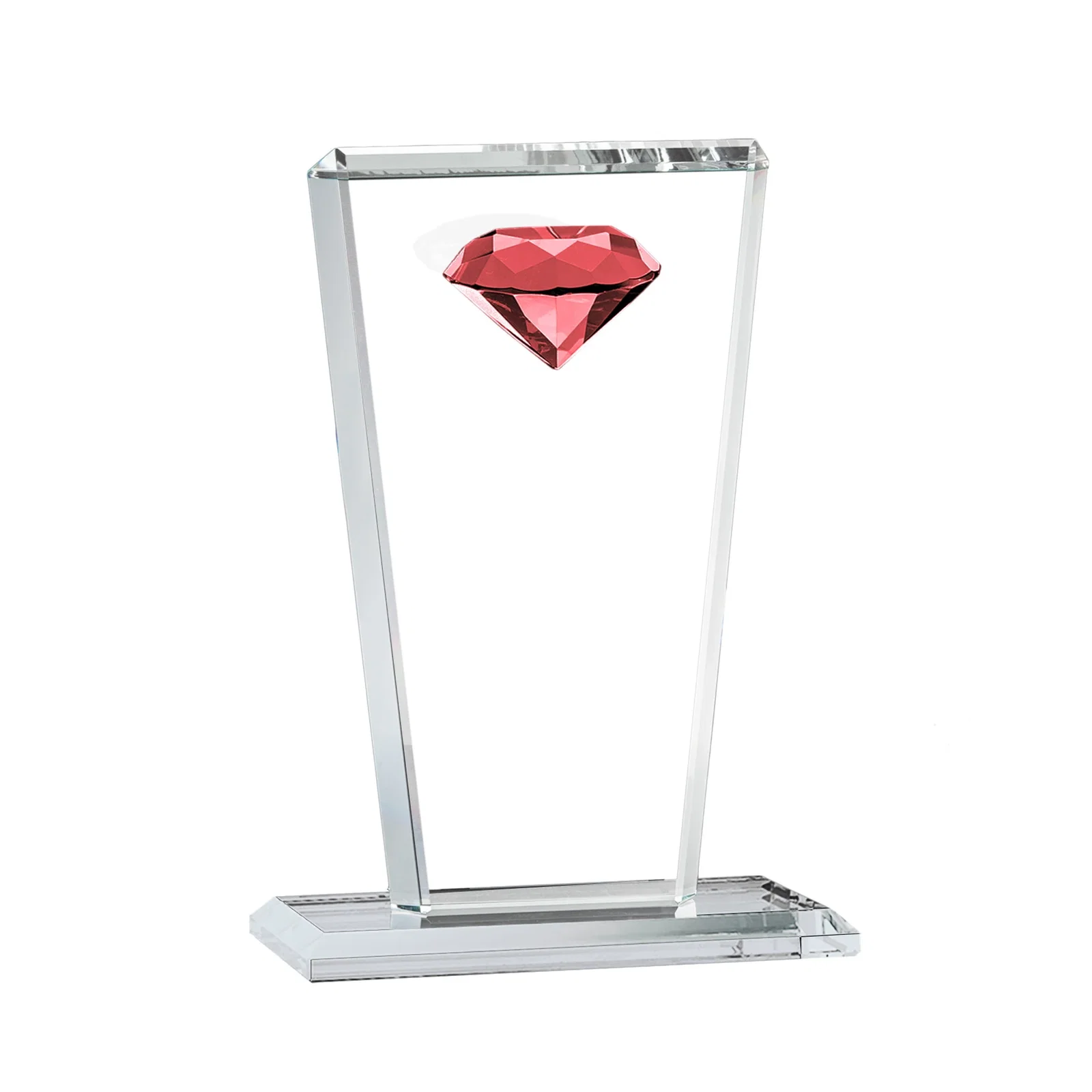 Promotional Optical Crystal Award with Gemstone Set at Tapered Point for donor appreciation