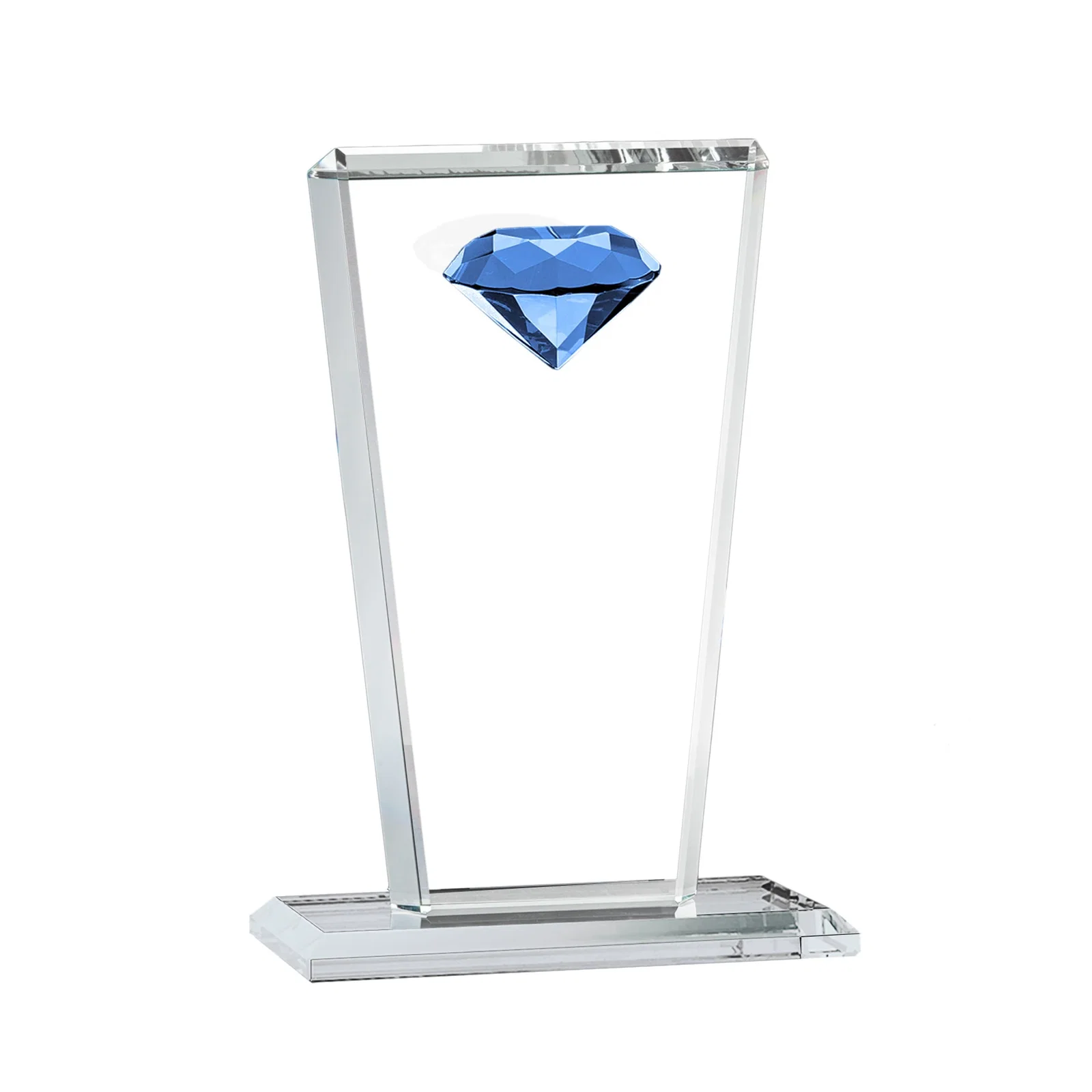 Promotional Optical Crystal Award with Gemstone Set at Tapered Point for volunteer appreciation