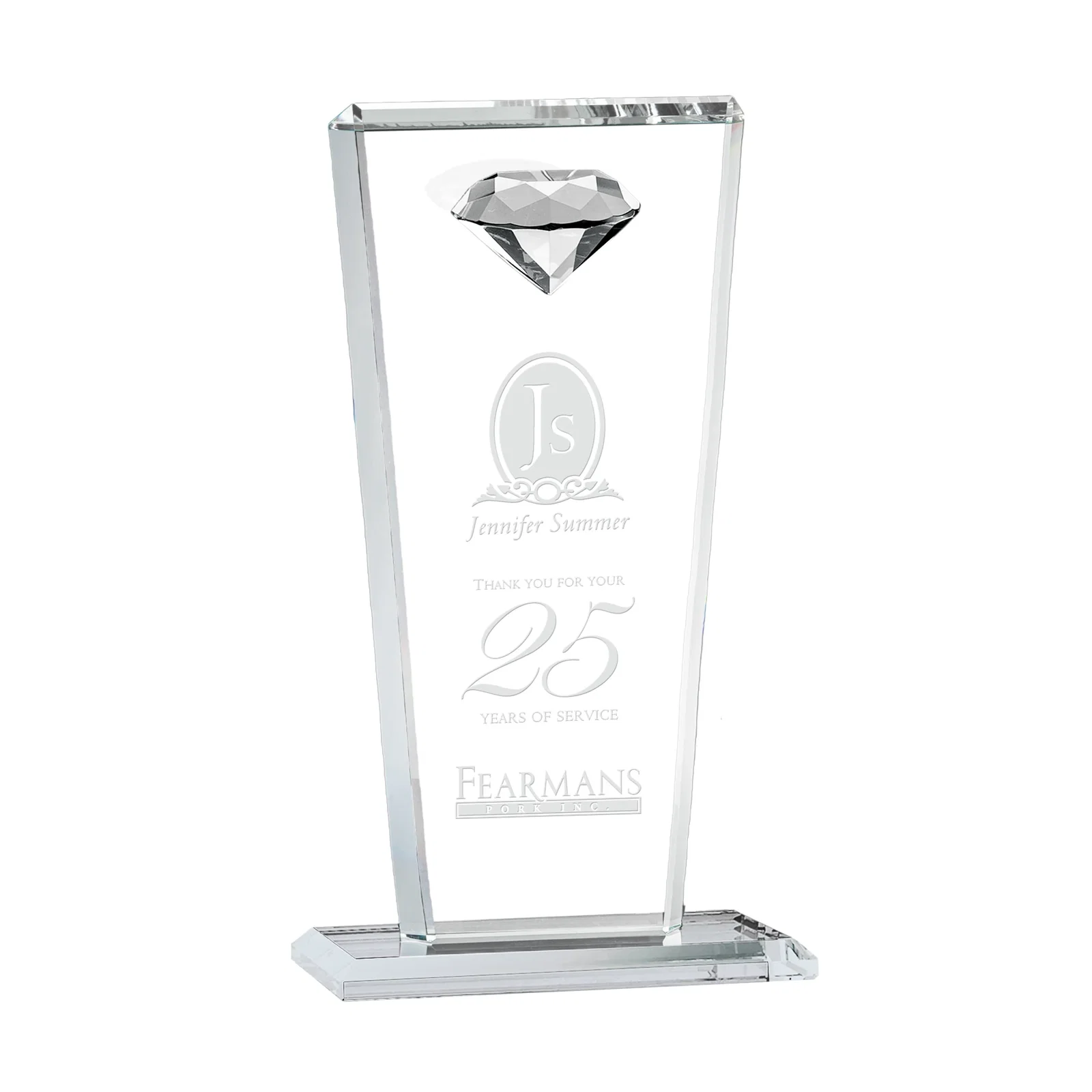 Custom Optical Crystal Award with Gemstone Set at Tapered Point for sales achievement awards