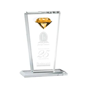 Optical Crystal Award with Gemstone Set at Tapered Point