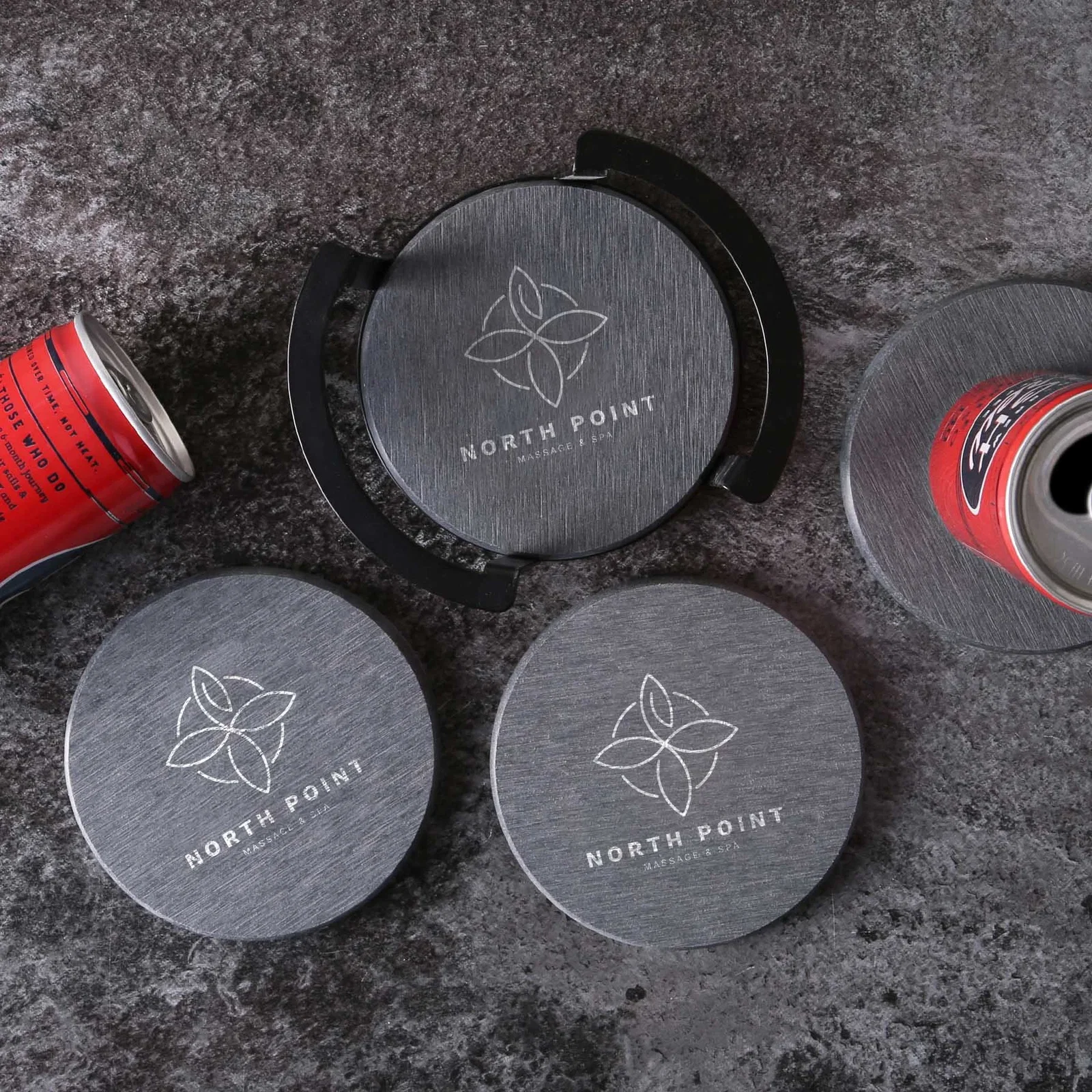 Relic Diatomite Coaster: 4 pc Set in Metal Stand — view 2