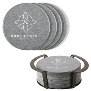 Relic Diatomite Coaster: 4 Pc Set In Metal Stand