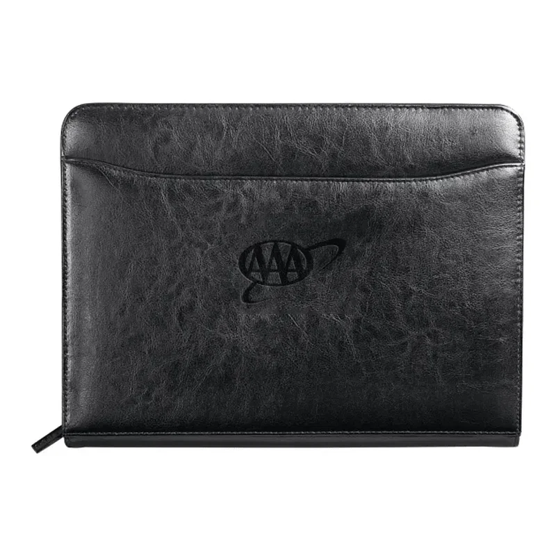 Renaissance Italian Style Leather Zippered Padfolio with FSC® Mix Paper