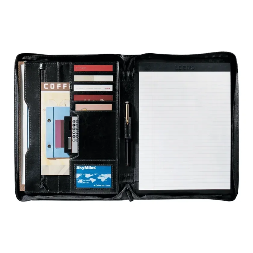 Renaissance Italian Style Leather Zippered Padfolio with FSC® Mix Paper — view 2