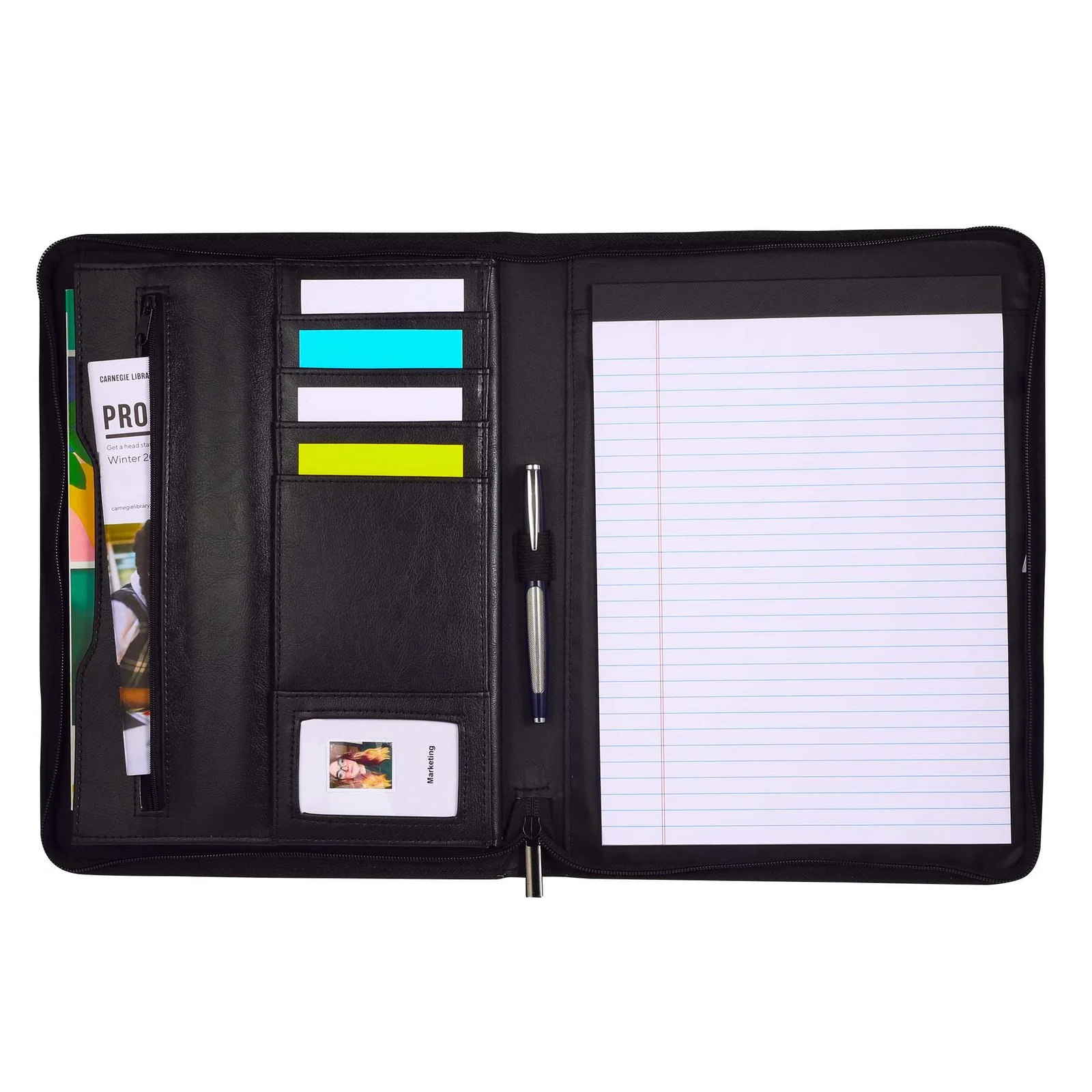 Renaissance Italian Style Leather Zippered Padfolio with FSC® Mix Paper — view 5