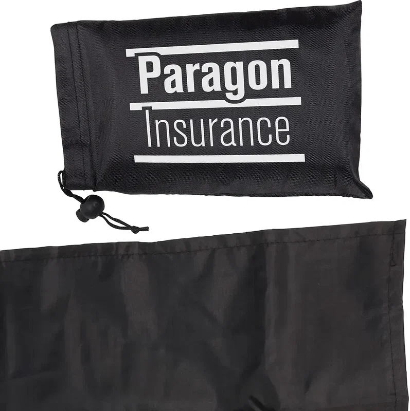 Branded promotional Rendezvous picnic blanket folded showing carry handle