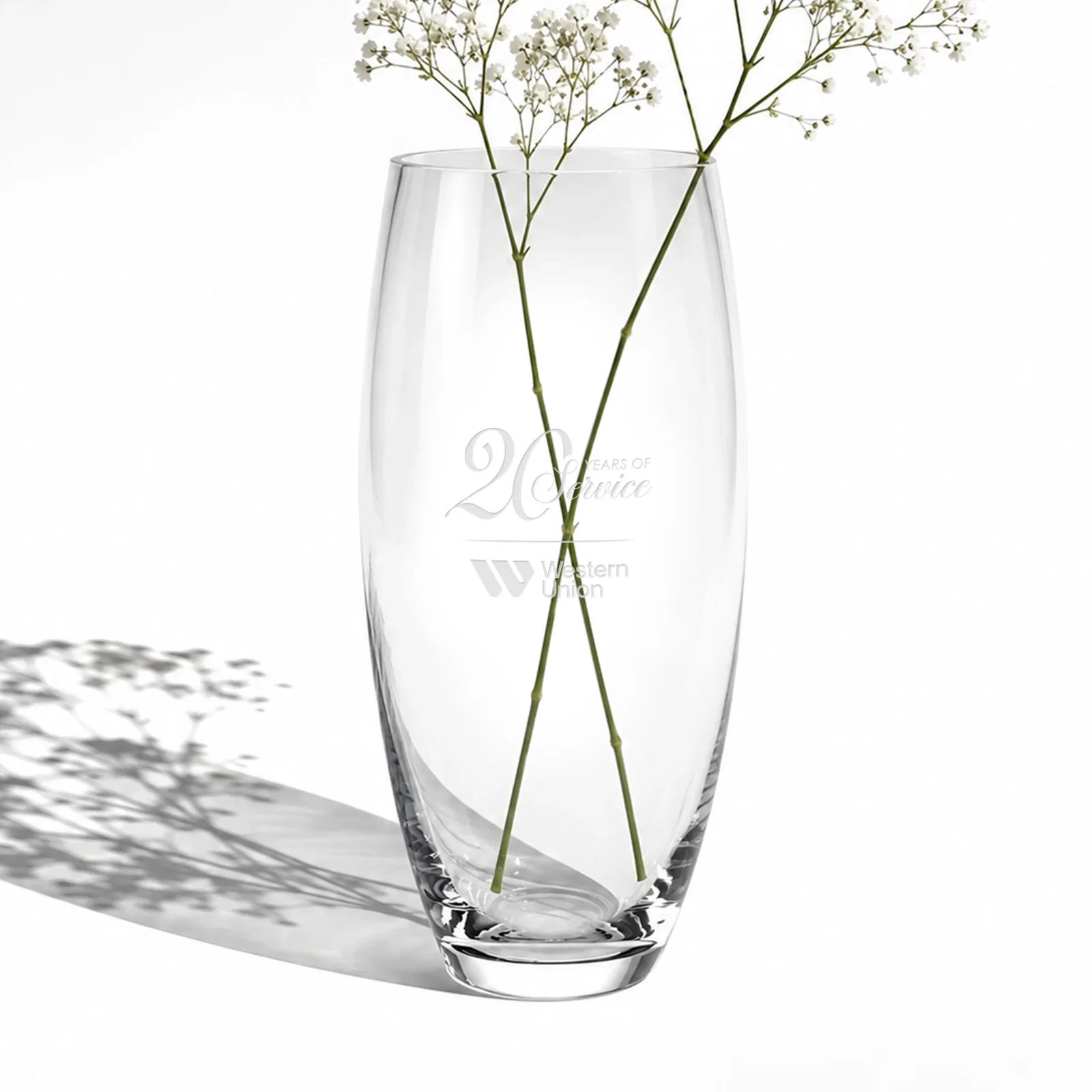 Custom Lead Free Crystalline Vase with Tapered Silhouette for service anniversary gifts