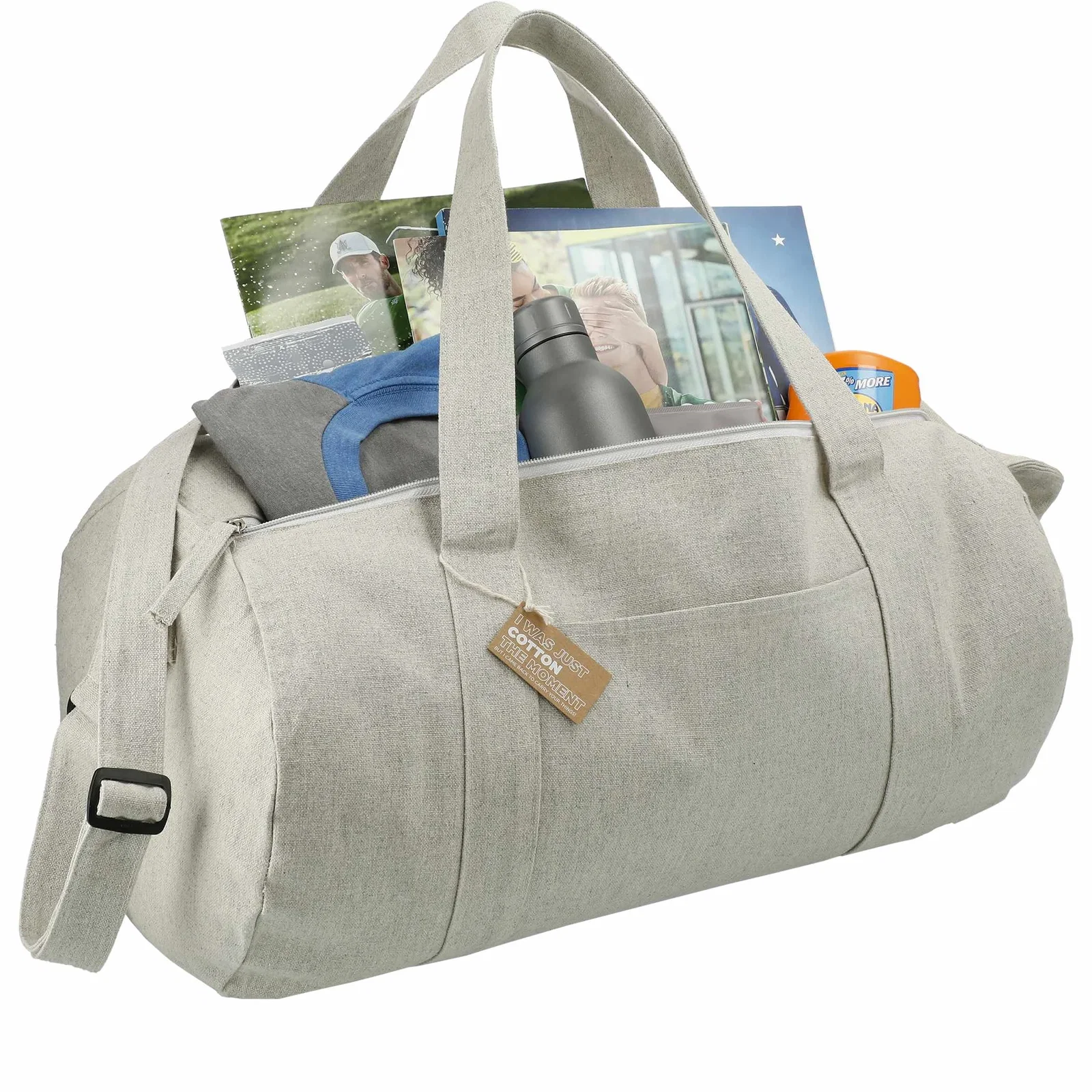 Custom Recycled Cotton Barrel Duffel Bag - Repose (10oz) — view 11