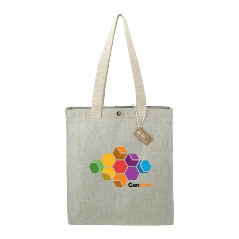 Custom Repose Recycled Cotton Box Tote w/Snap - 10oz