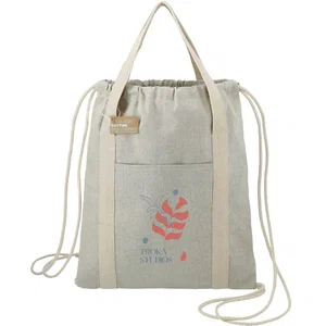 Repose 5 oz Recycled Cotton Drawstring Bag with Slip Pocket