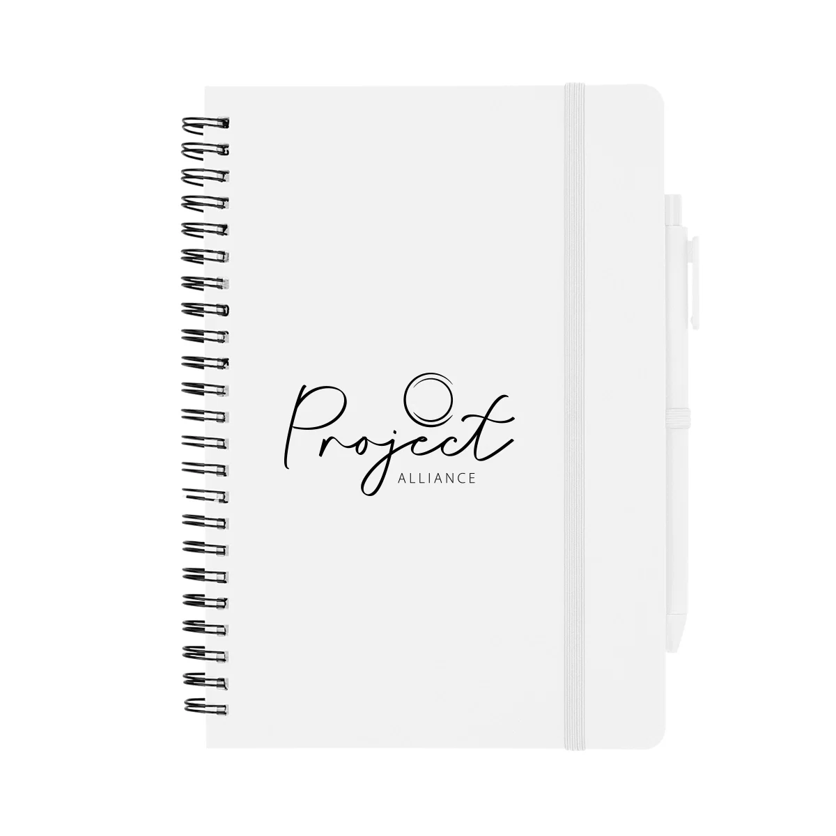 Recycled spiral notebook paired with a matching pen