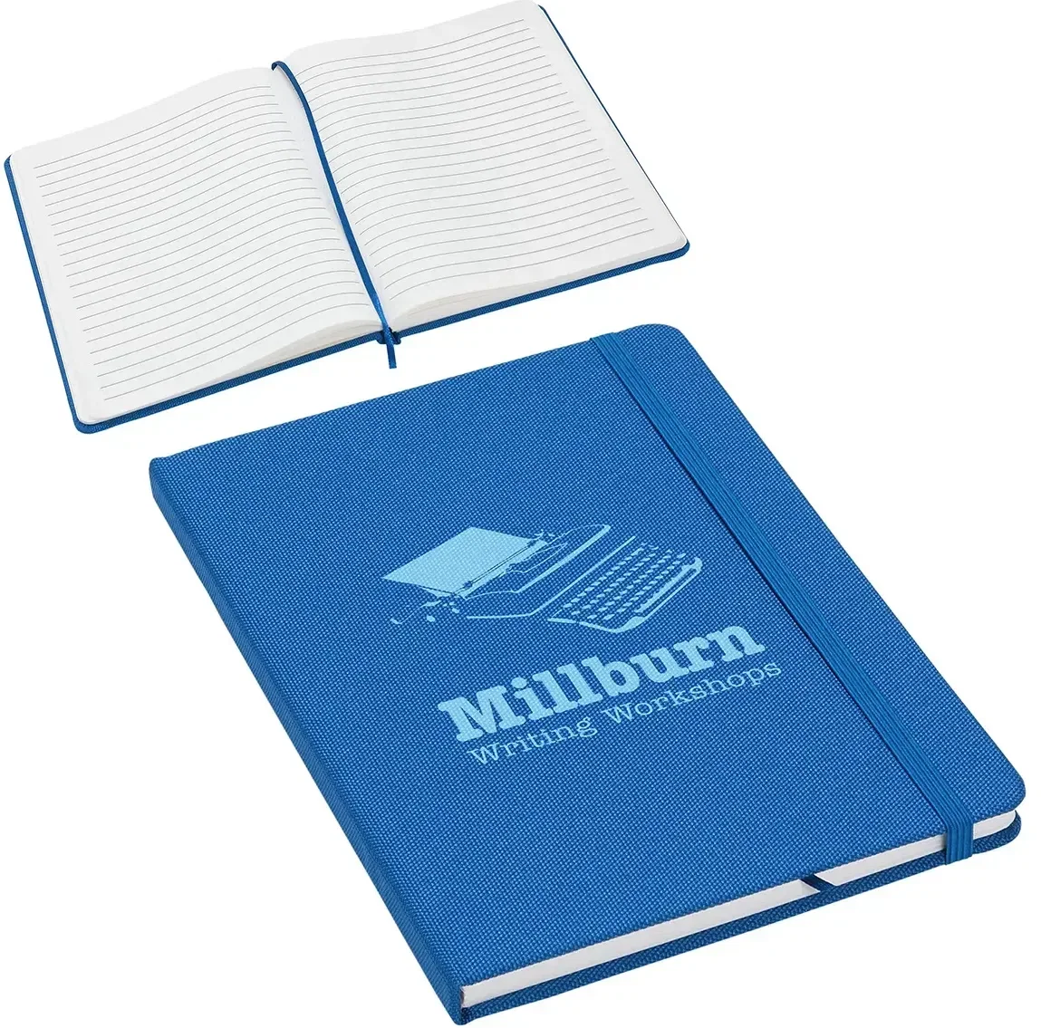 Branded Reprise RPET eco journal cover close-up, imprint area for a logo