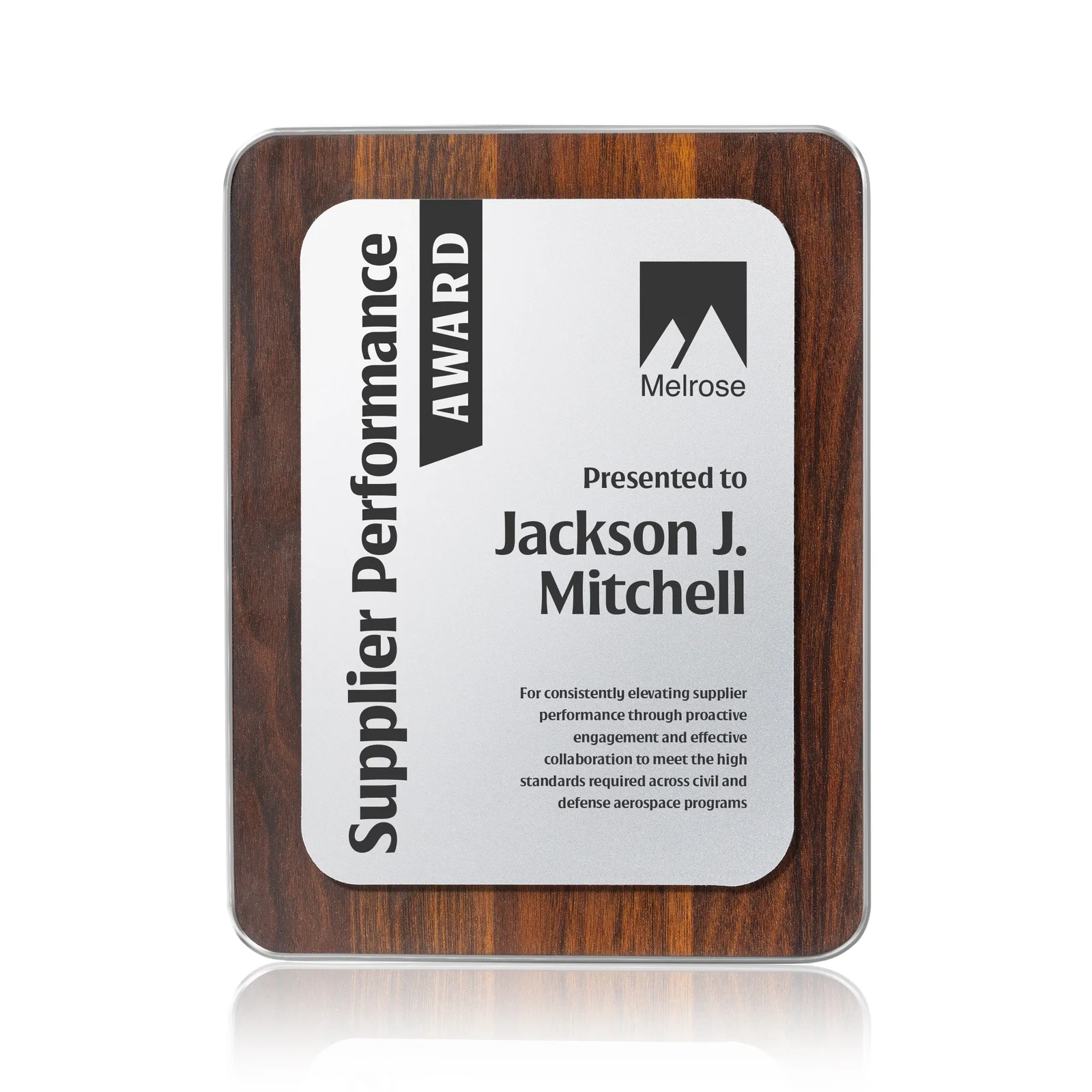 Custom Walnut Plaque With Wall-Mount Or Easel Desktop Display for volunteer appreciation
