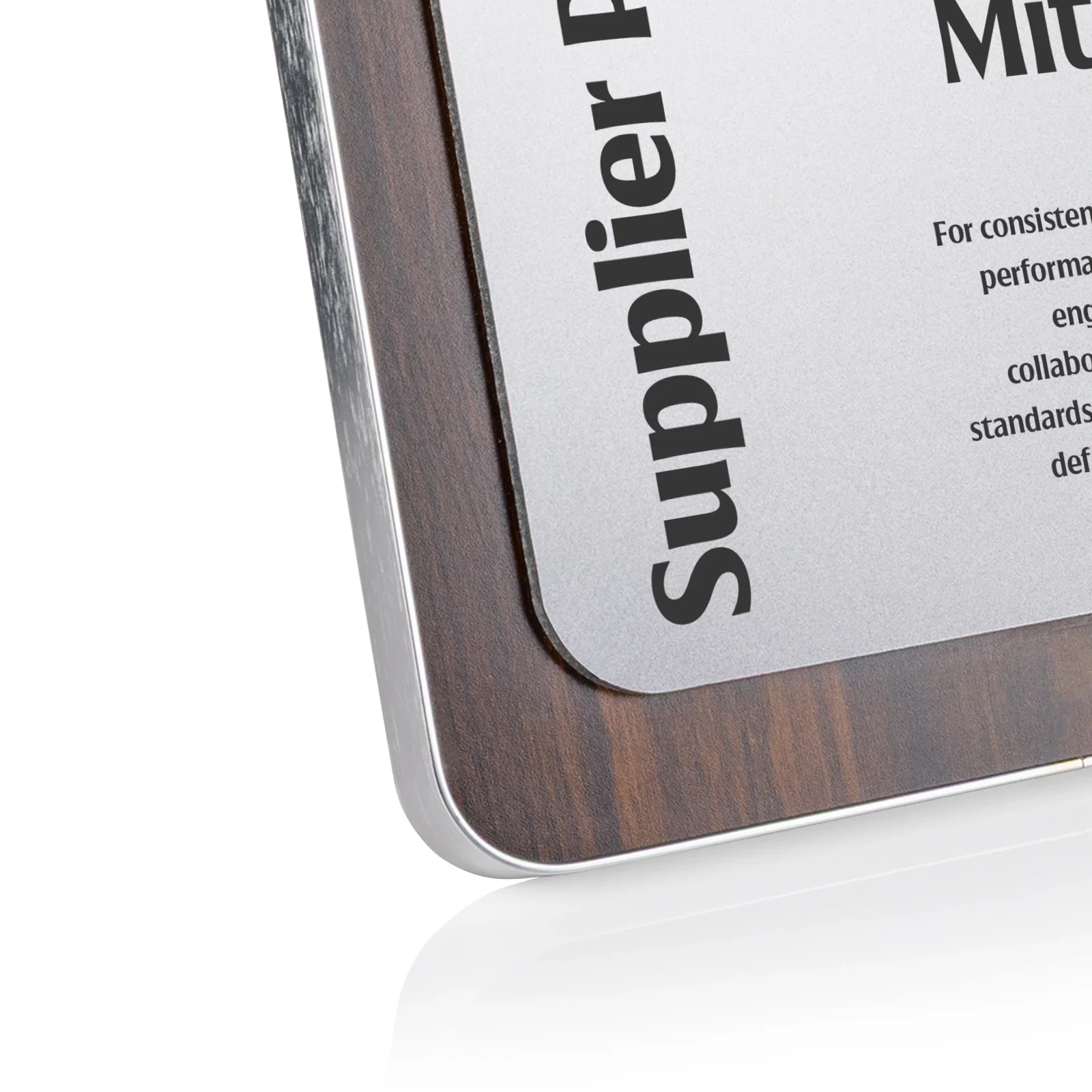 Personalized Walnut Plaque With Wall-Mount Or Easel Desktop Display for employee recognition