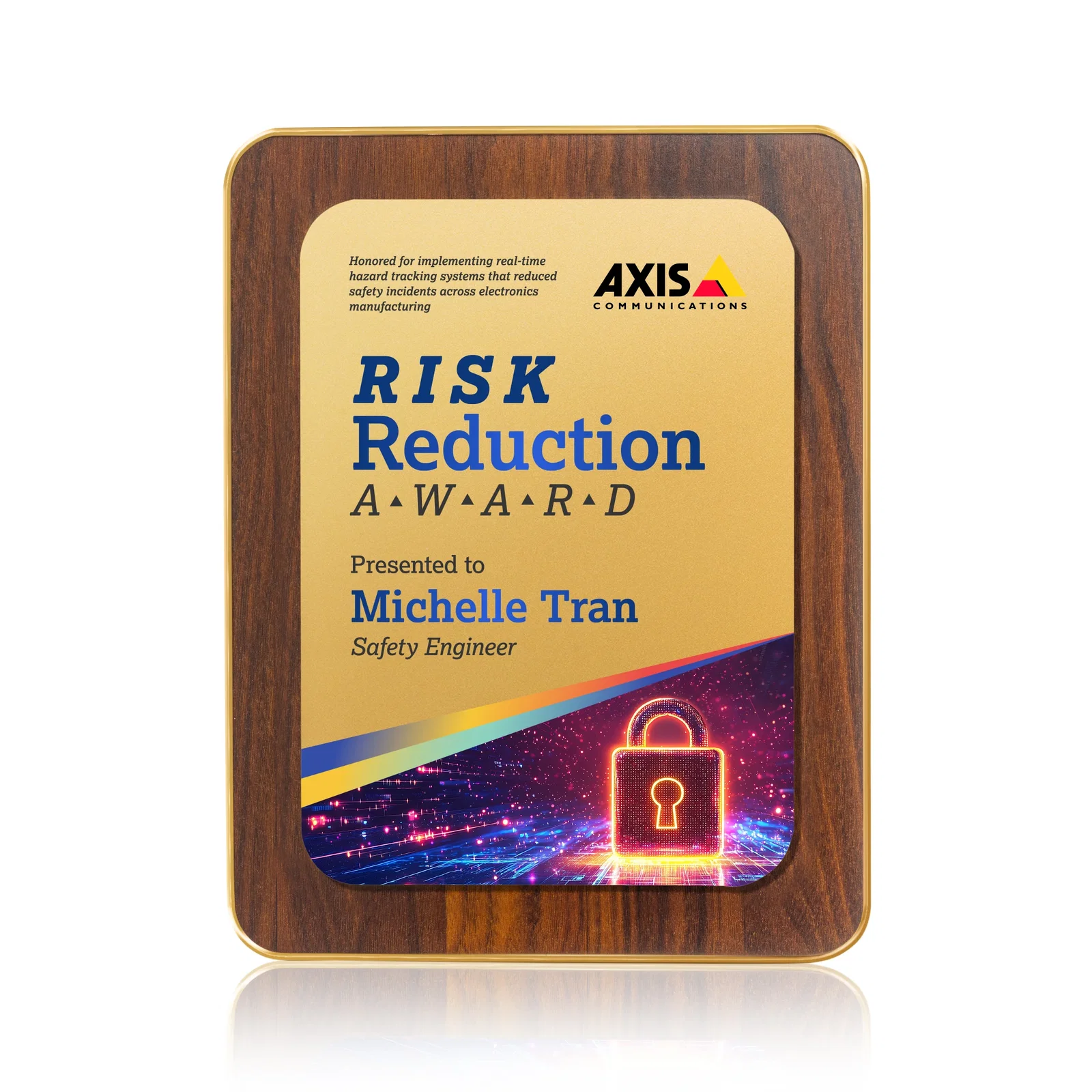 Personalized Walnut Plaque With Wall-Mount Or Easel Desktop Display for sales achievement awards
