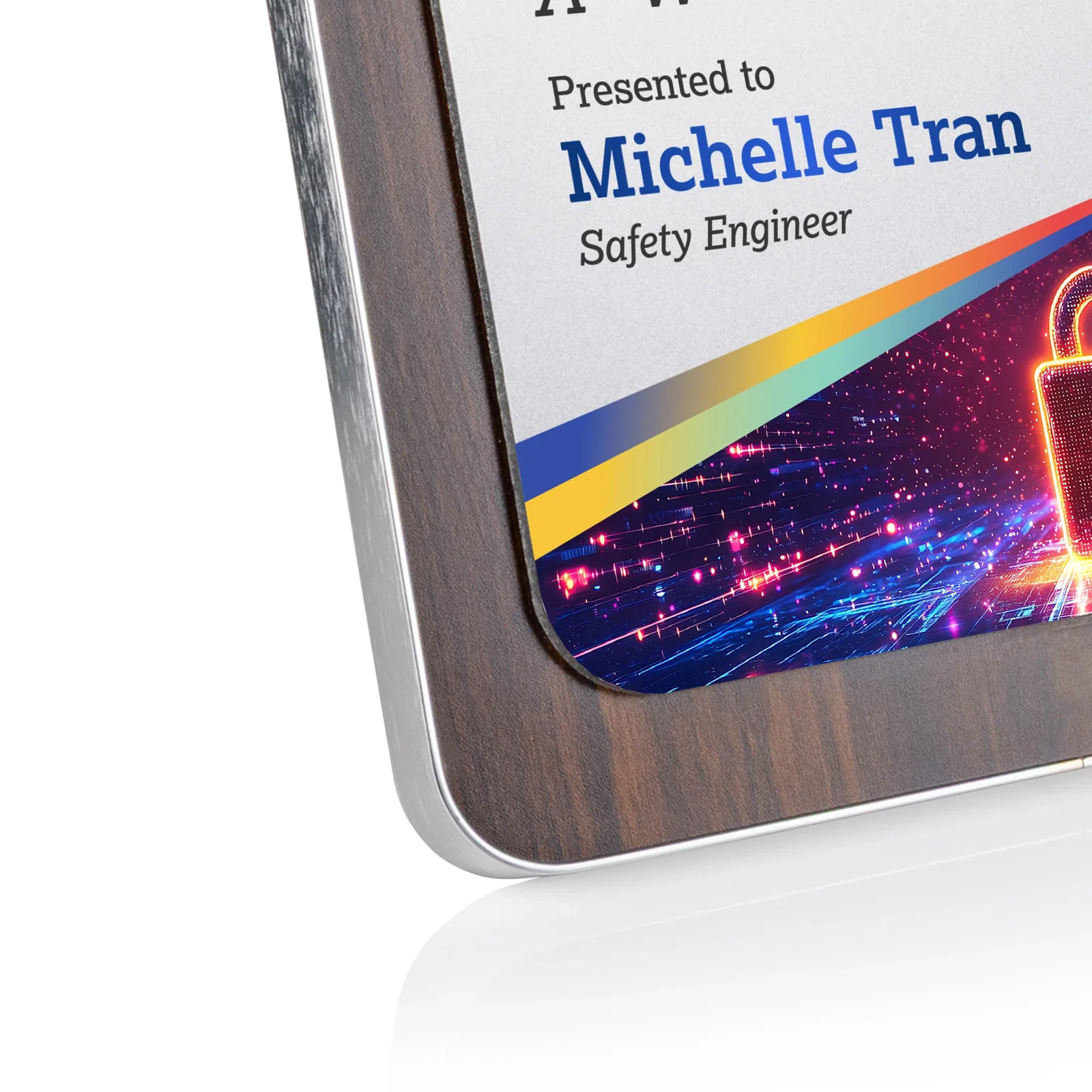 Promotional Walnut Plaque With Wall-Mount Or Easel Desktop Display for employee recognition