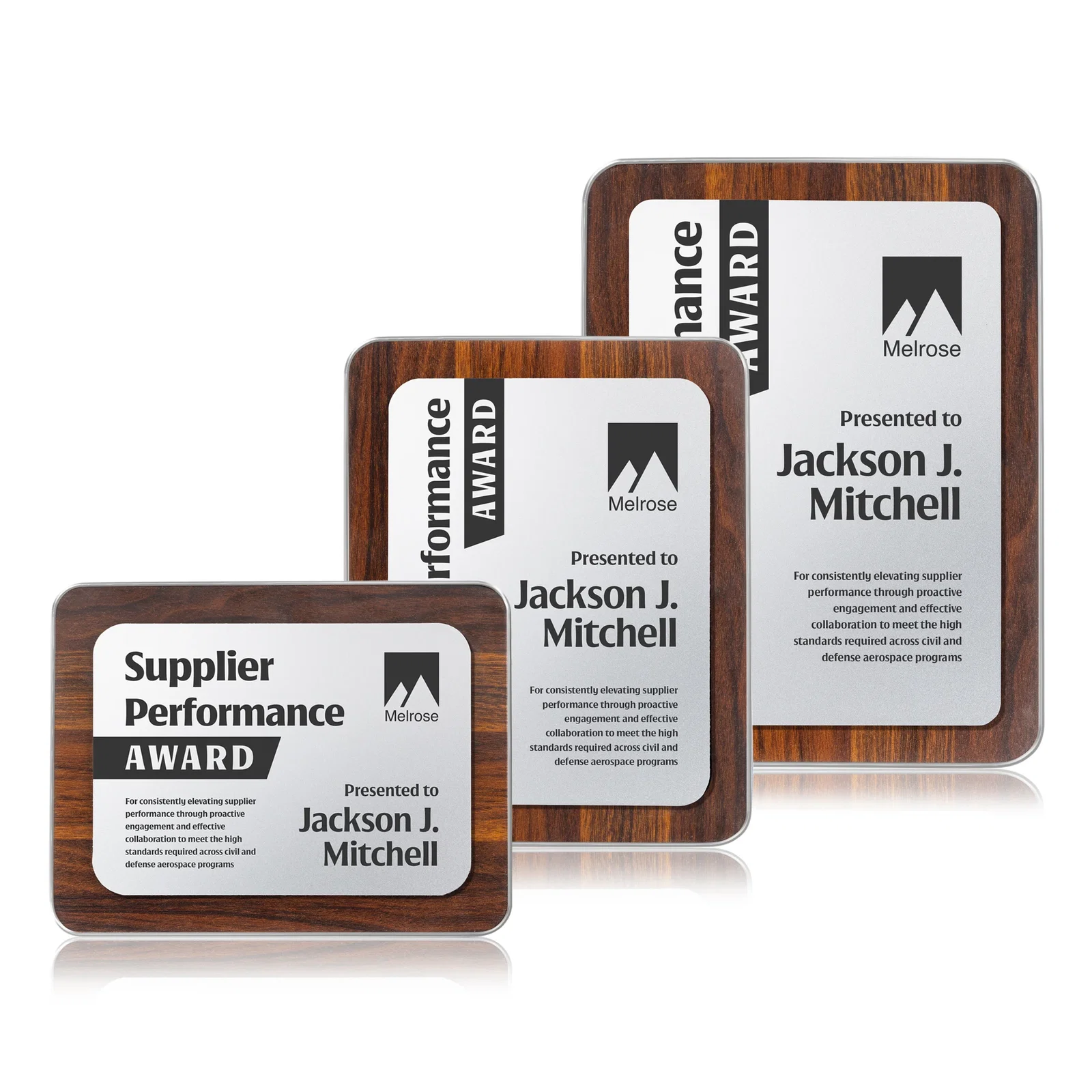Custom Walnut Plaque With Wall-Mount Or Easel Desktop Display for safety achievement programs