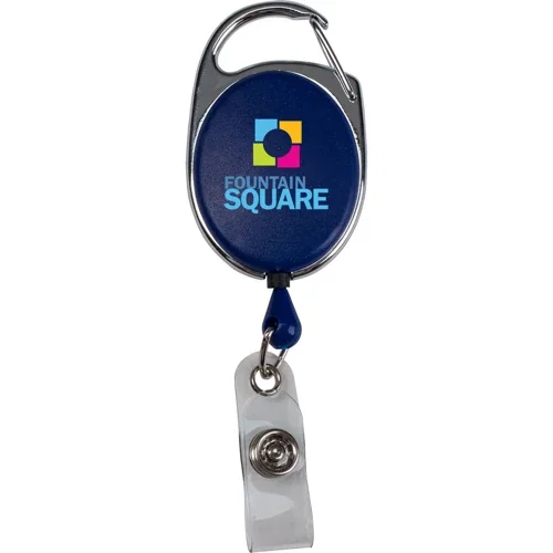 Retractable Badge Reel with cord extended to show 30-inch retractable reach