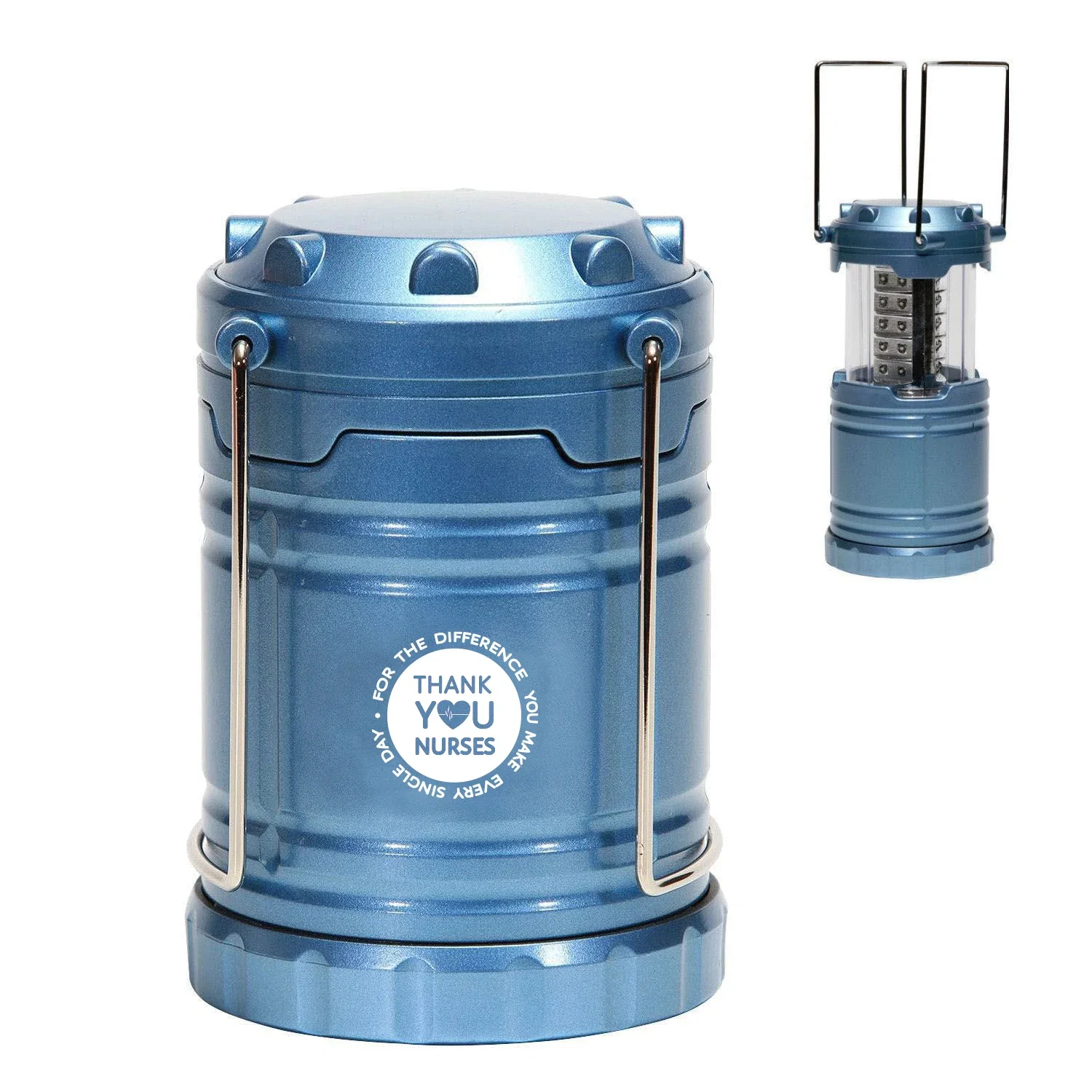 Logo Retractable LED Lantern — Blue — view 3