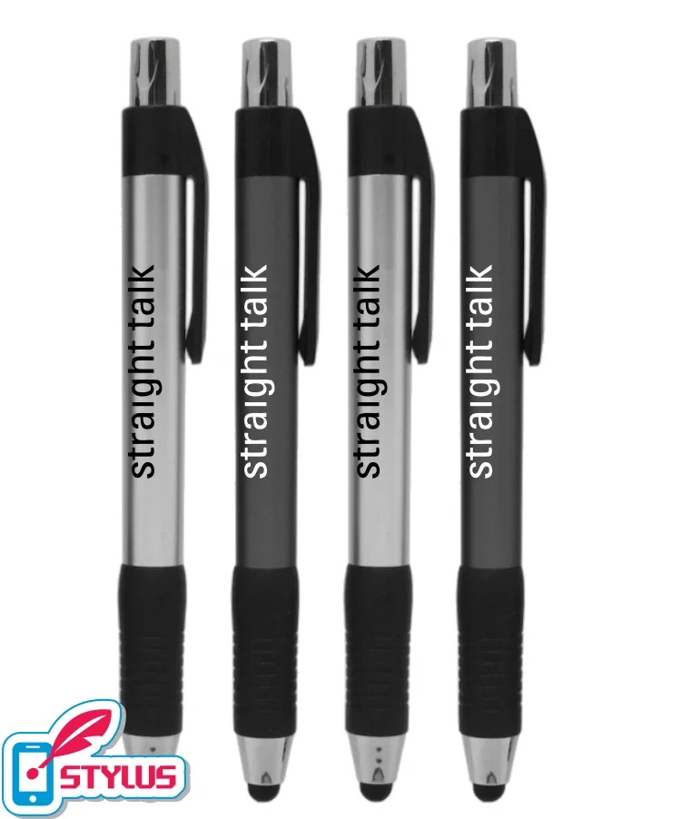 Retractable Stylus Grip Pen with Straight Barrel