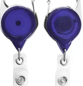 Retractable Translucent Carabiner ID Holder with Vinyl Strap — view 2