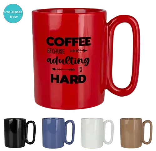 Retro 11 Oz Ceramic Mug With Large Handle