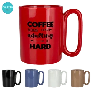 Retro 11 Oz Ceramic Mug With Large Handle