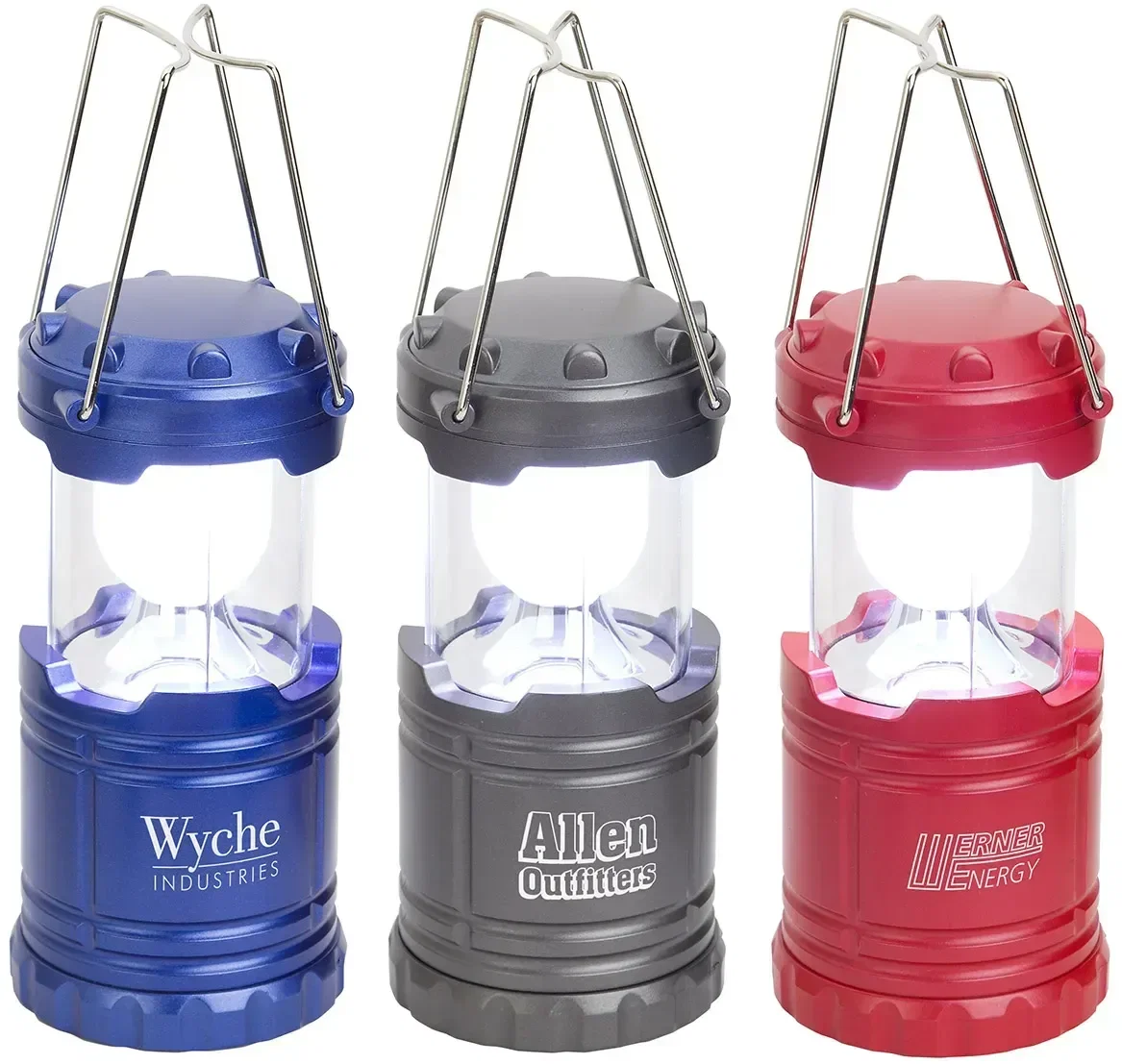 Retro Pop Up LED Lantern, custom branded pop-up lantern shown popped open and lit