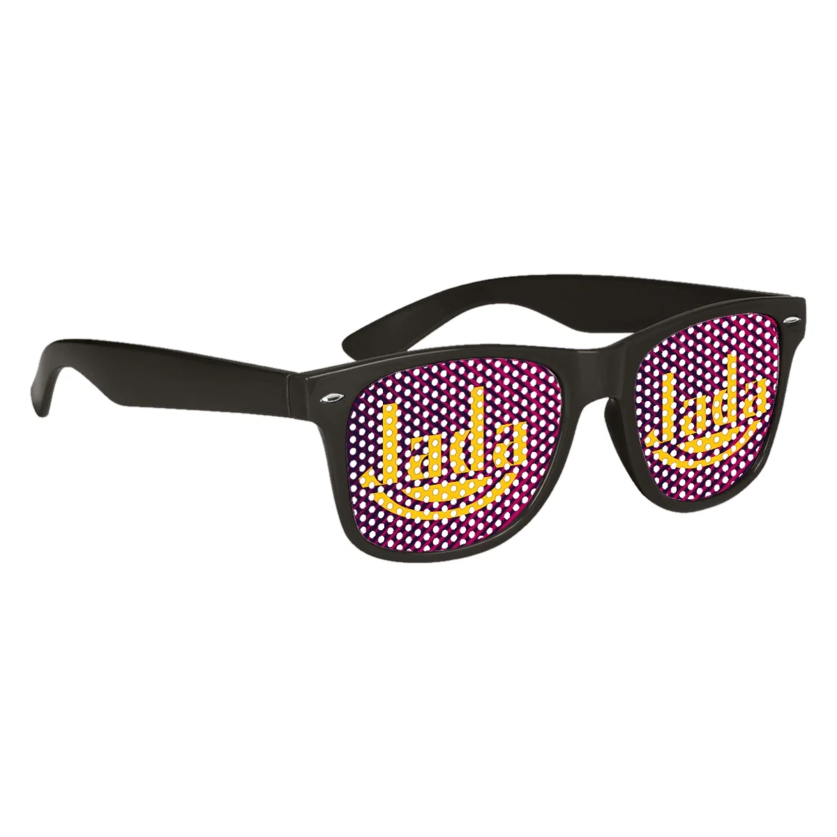 Retro specs with bold rectangular frames and dark lenses