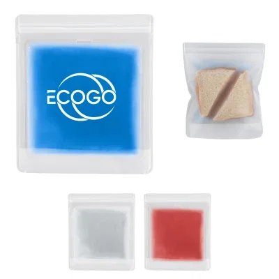 Blue gel insert visible through the transparent pouch