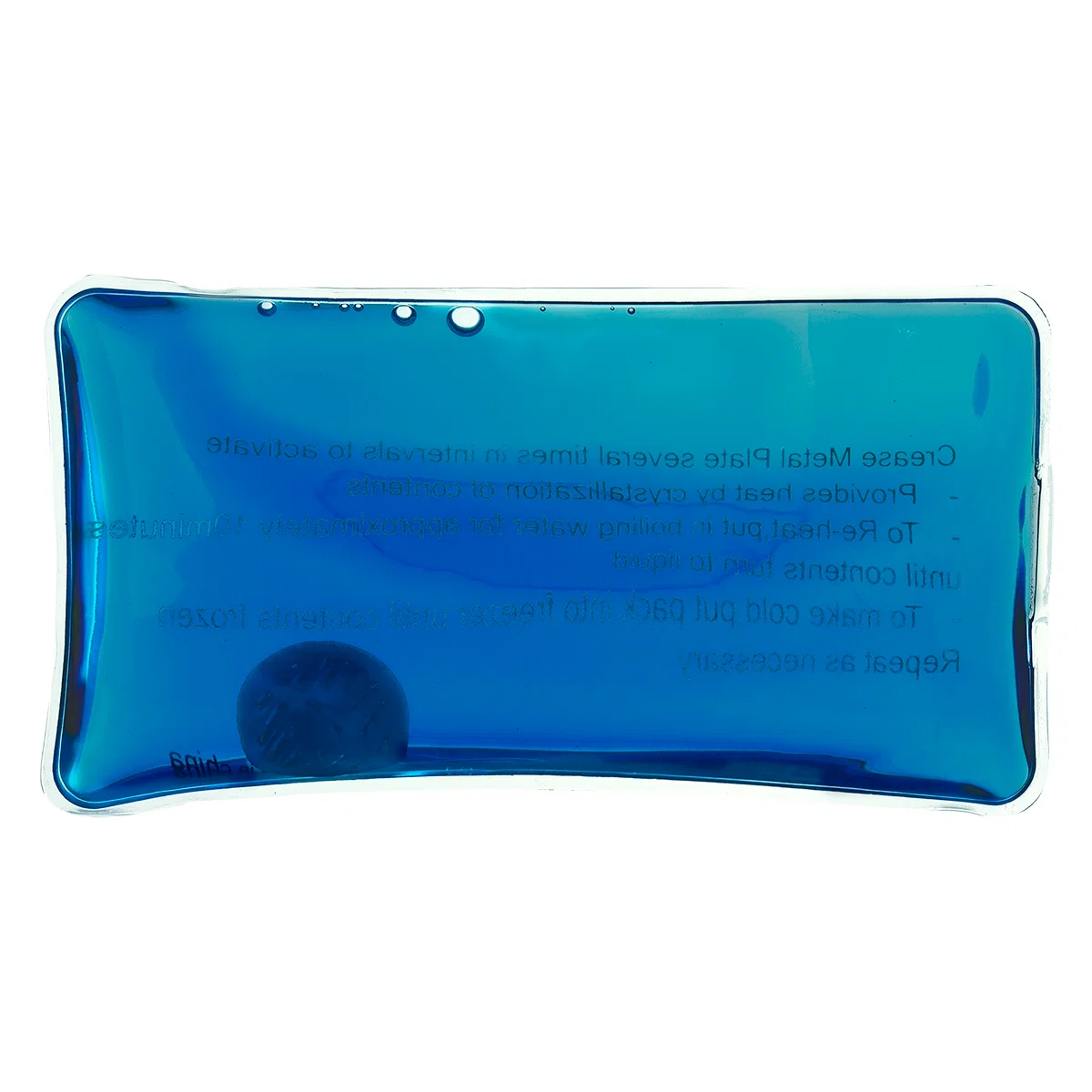 Translucent blue gel visible through the small rectangular pouch