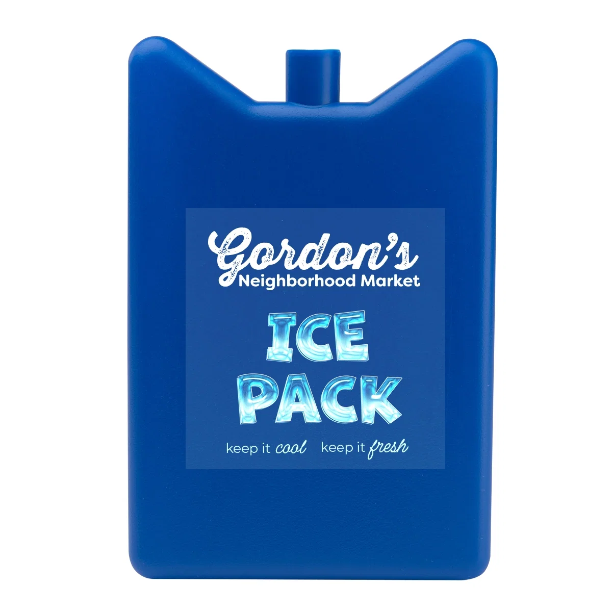 Blue gel pouch laid flat on a counter