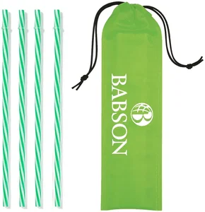 Reusable Straws in Drawstring Pouch